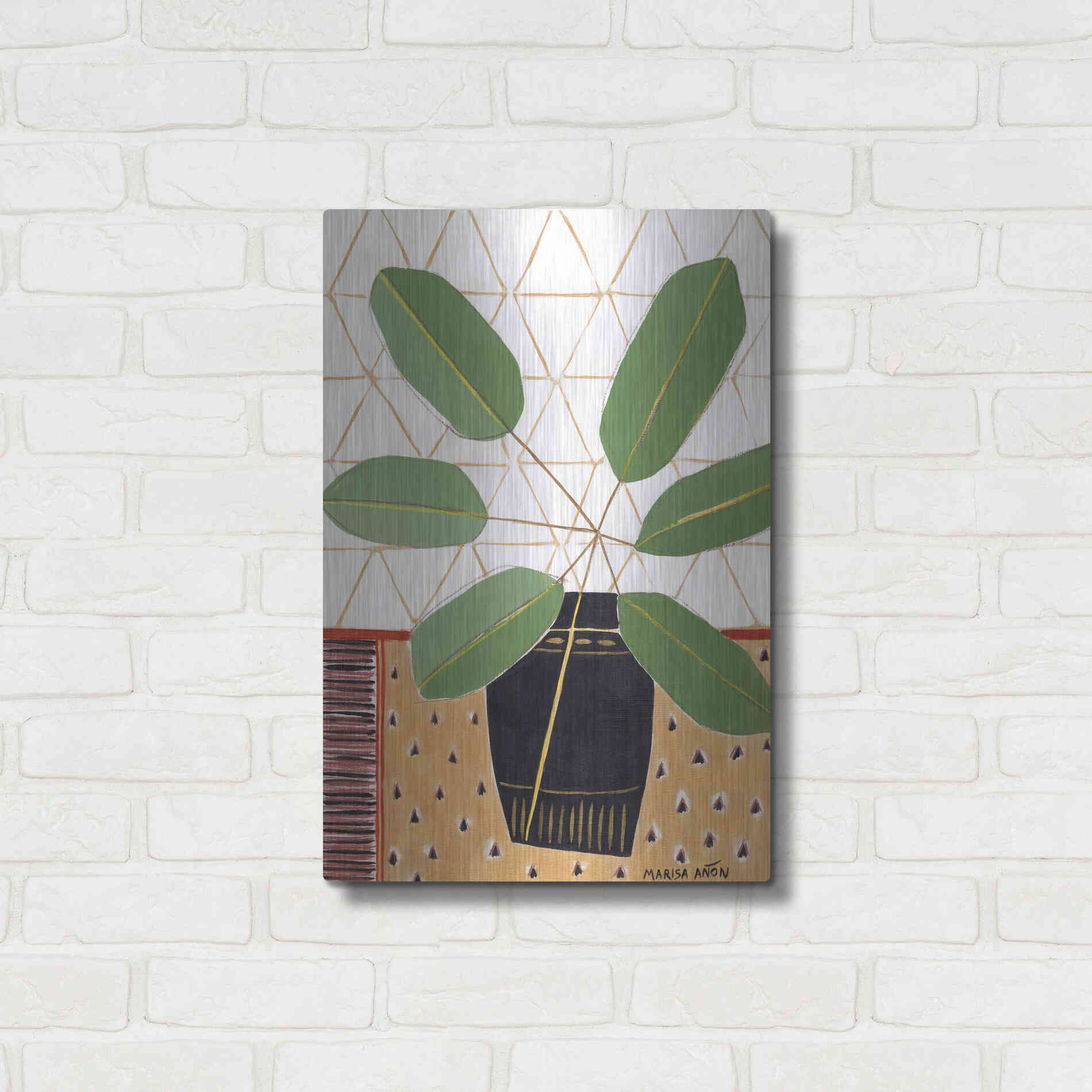 Luxe Metal Art 'Gold Tablecloth 4' by Marisa Anon, Metal Wall Art,16x24