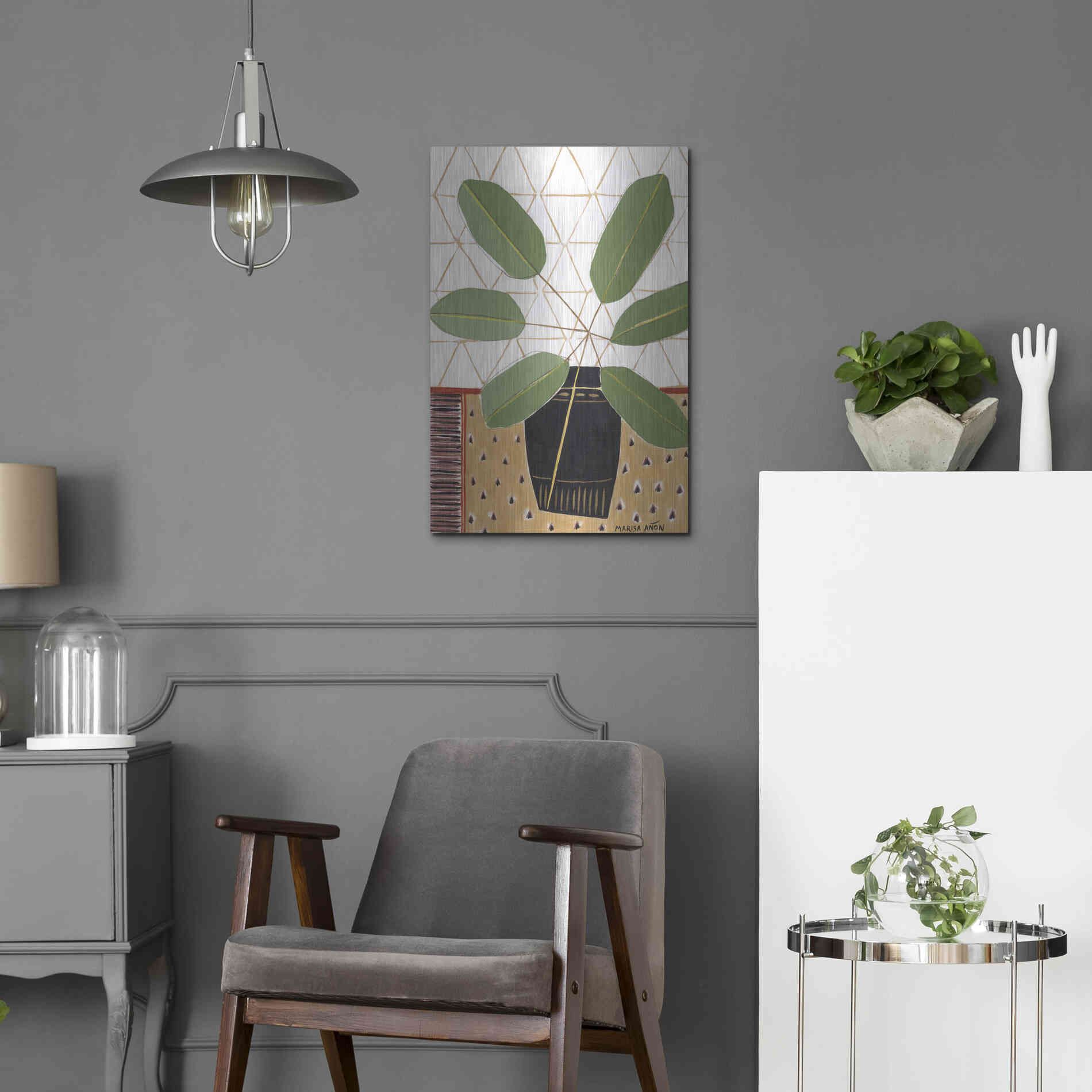 Luxe Metal Art 'Gold Tablecloth 4' by Marisa Anon, Metal Wall Art,16x24