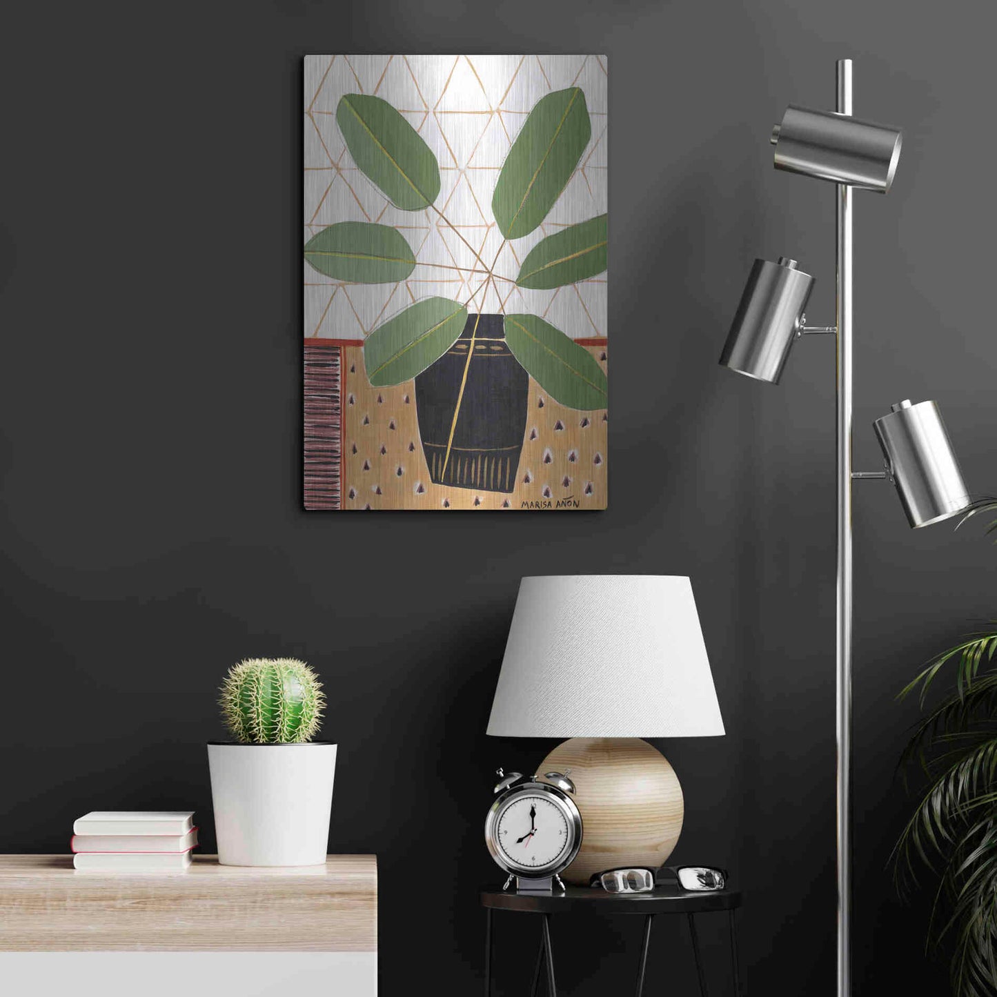 Luxe Metal Art 'Gold Tablecloth 4' by Marisa Anon, Metal Wall Art,16x24