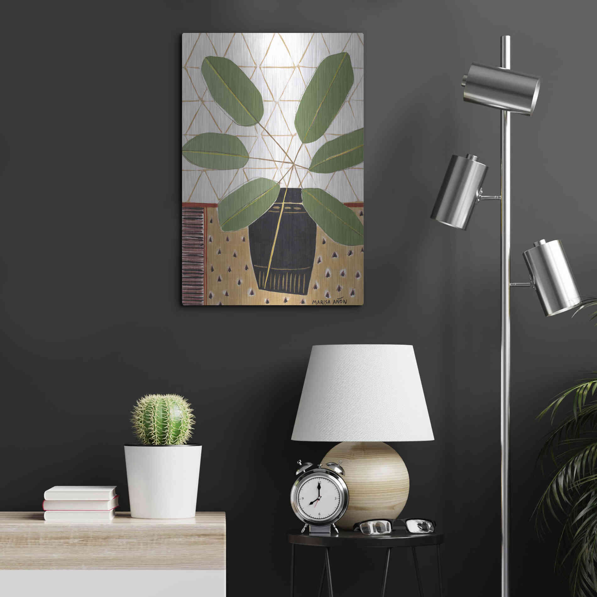 Luxe Metal Art 'Gold Tablecloth 4' by Marisa Anon, Metal Wall Art,16x24