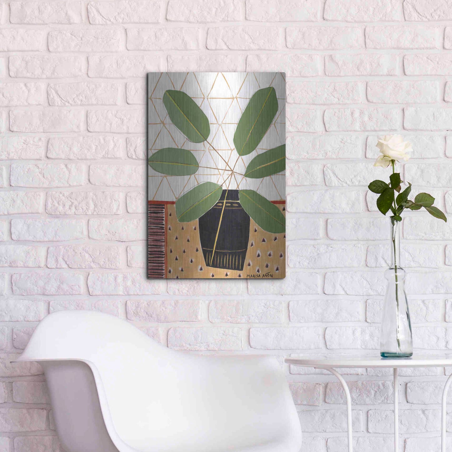 Luxe Metal Art 'Gold Tablecloth 4' by Marisa Anon, Metal Wall Art,16x24