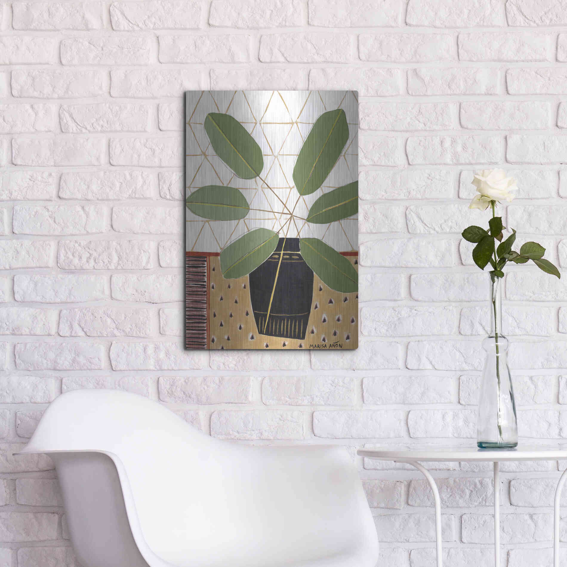 Luxe Metal Art 'Gold Tablecloth 4' by Marisa Anon, Metal Wall Art,16x24