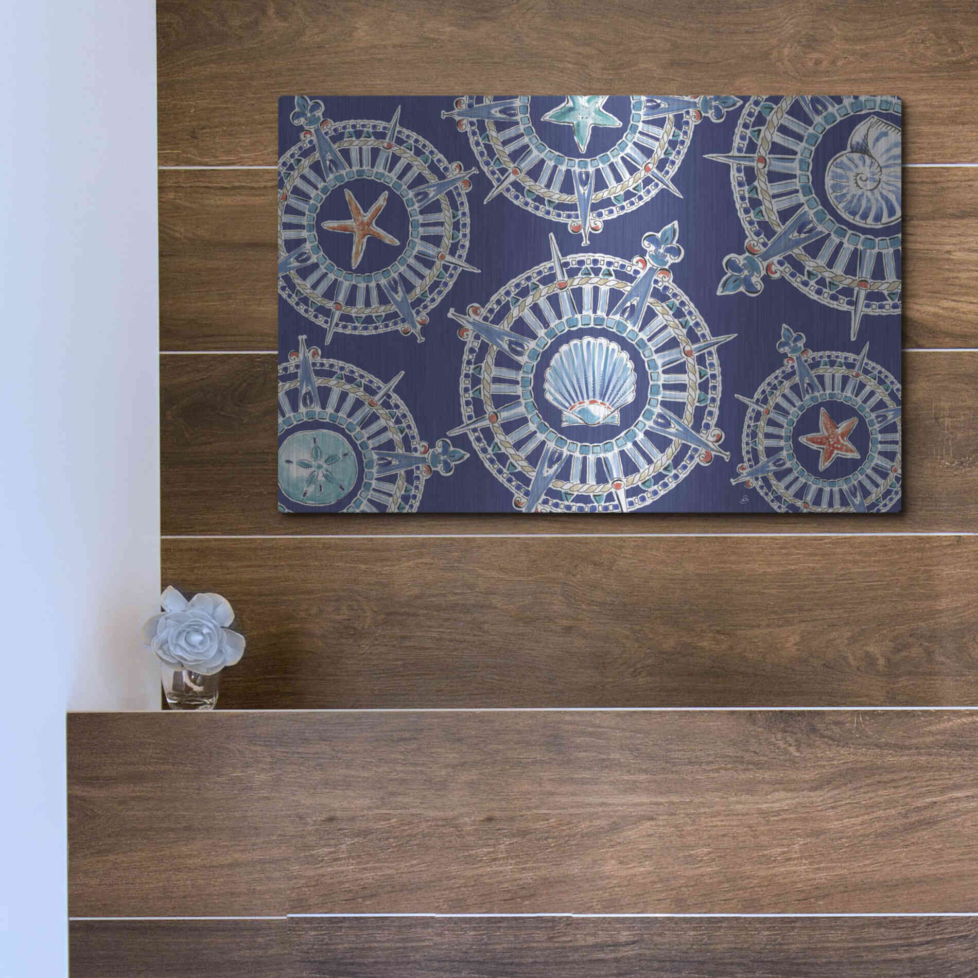 Luxe Metal Art 'Maritime XIV' by Daphne Brissonet, Metal Wall Art,16x12