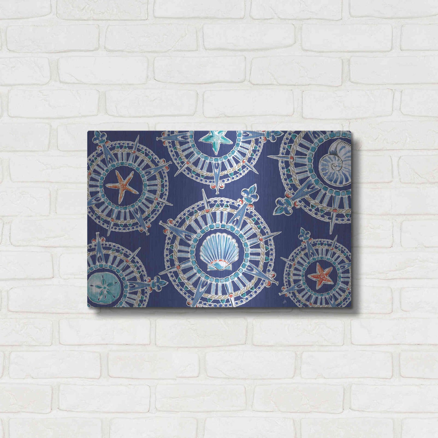 Luxe Metal Art 'Maritime XIV' by Daphne Brissonet, Metal Wall Art,24x16