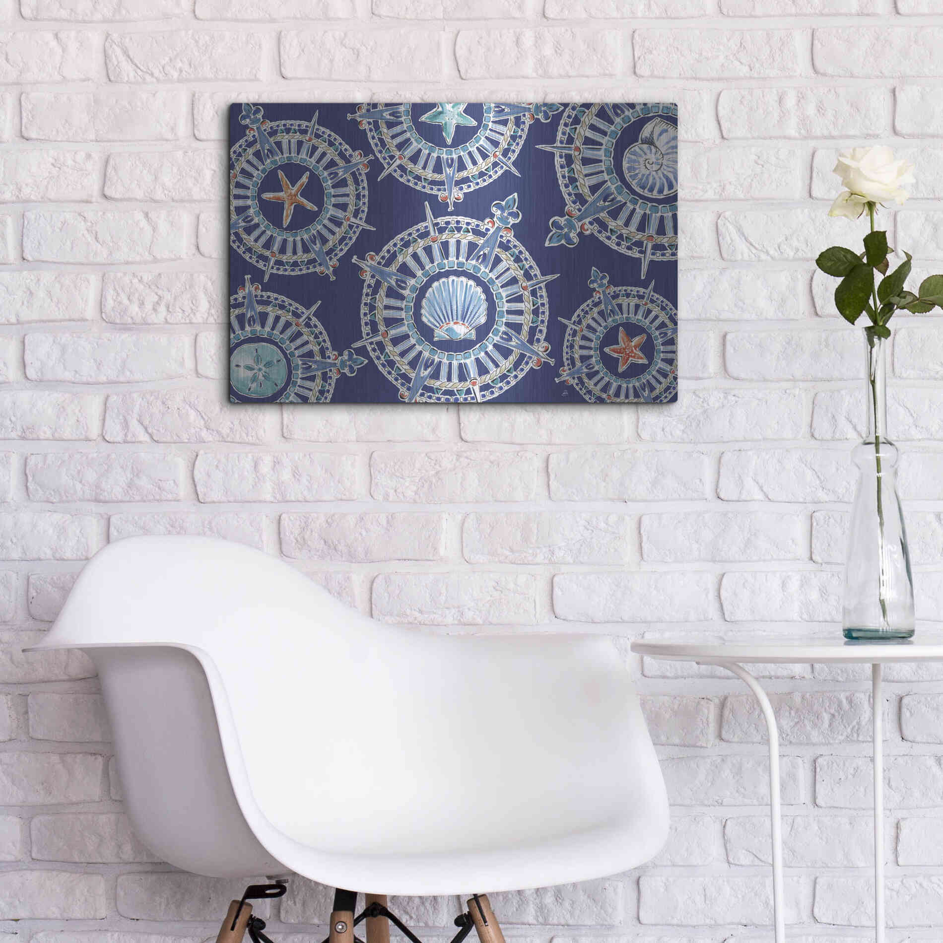 Luxe Metal Art 'Maritime XIV' by Daphne Brissonet, Metal Wall Art,24x16