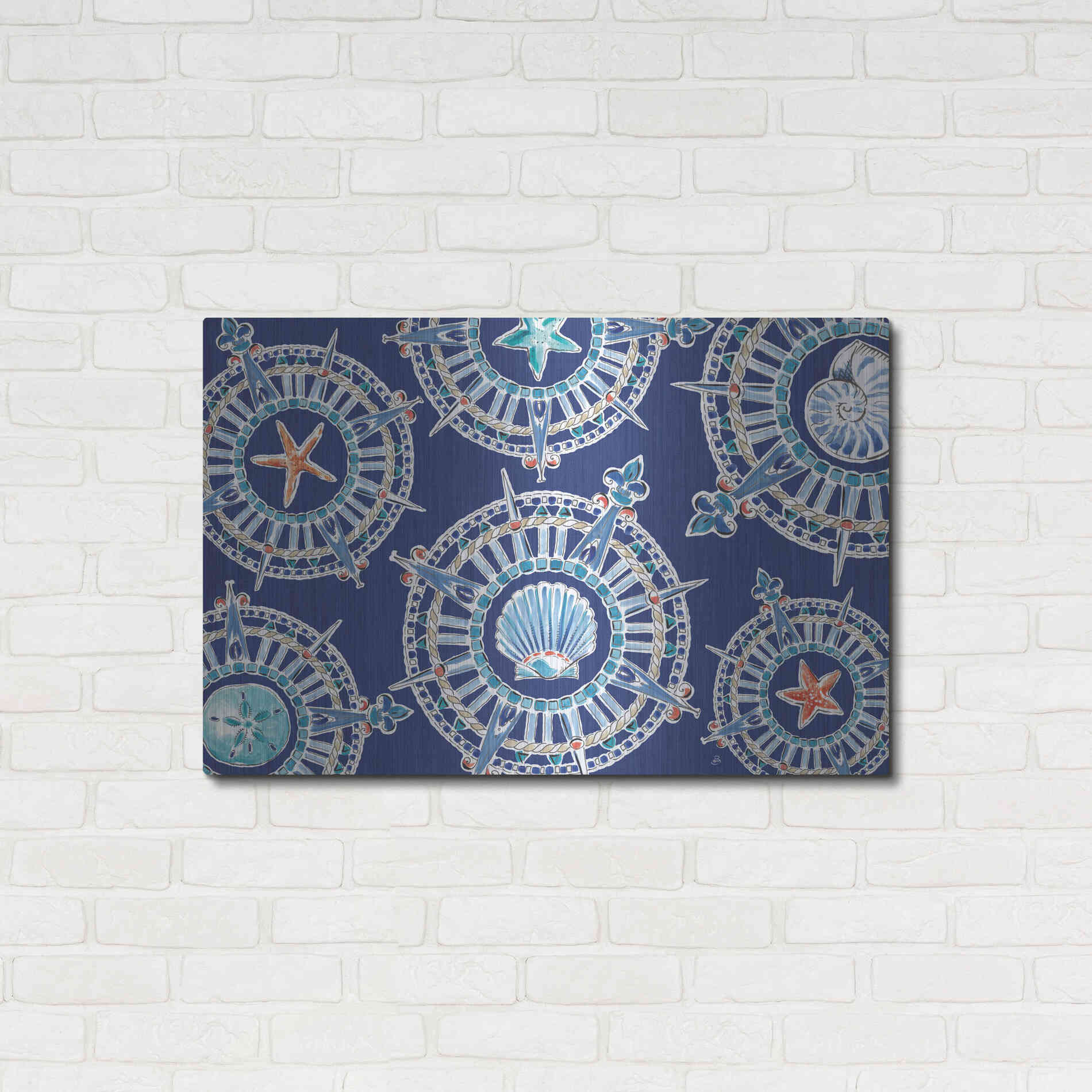 Luxe Metal Art 'Maritime XIV' by Daphne Brissonet, Metal Wall Art,36x24