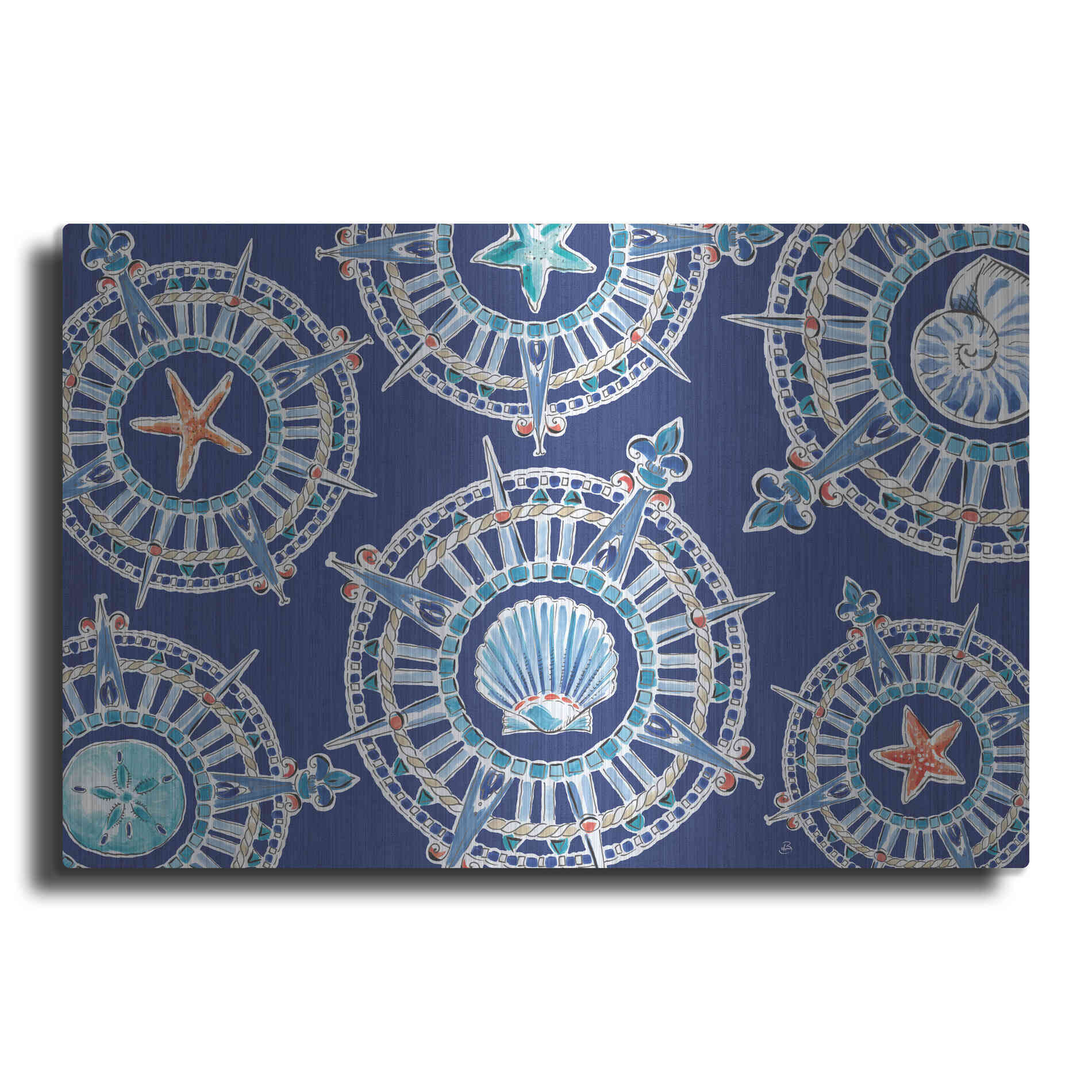 Luxe Metal Art 'Maritime XIV' by Daphne Brissonet, Metal Wall Art