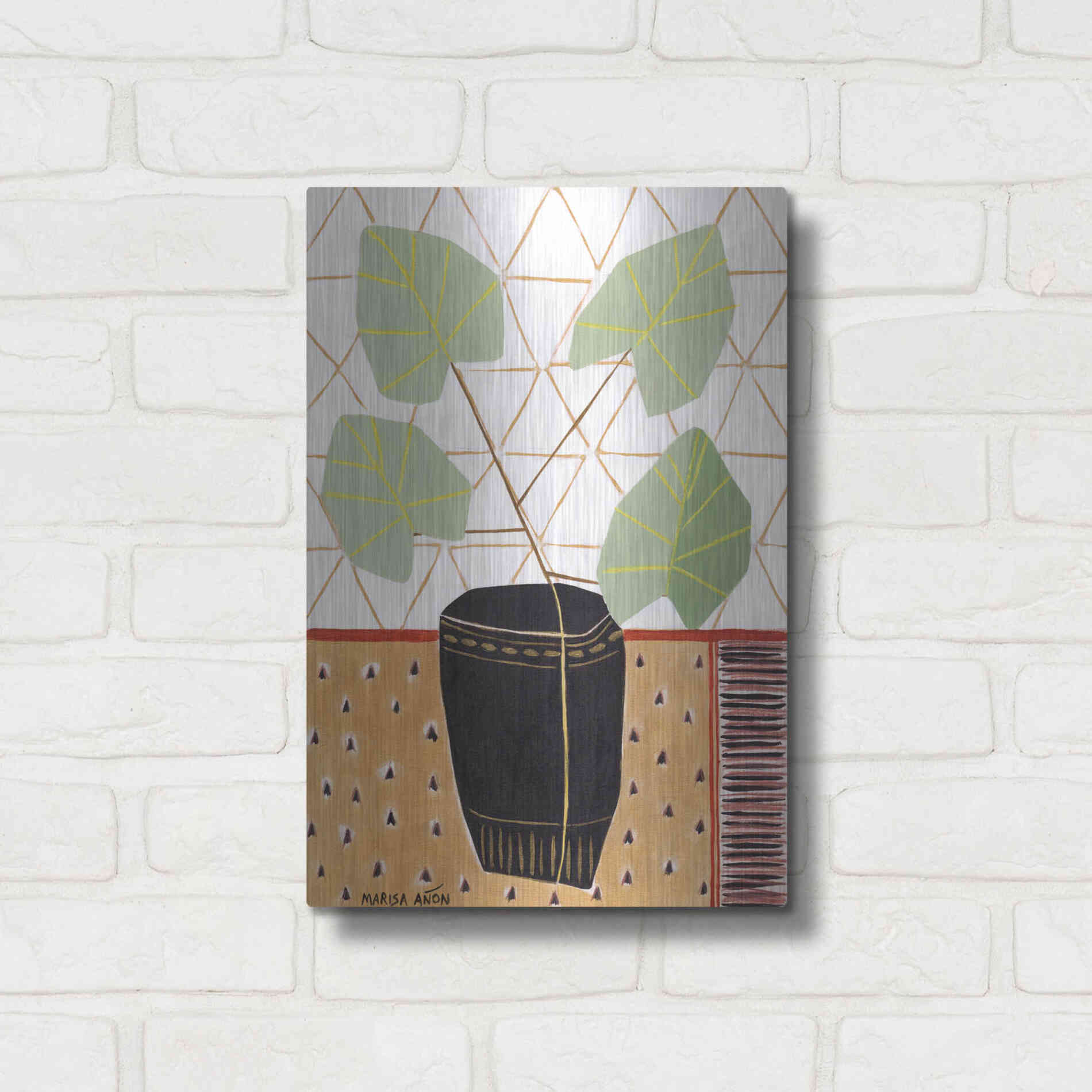 Luxe Metal Art 'Gold Tablecloth 5' by Marisa Anon, Metal Wall Art,12x16