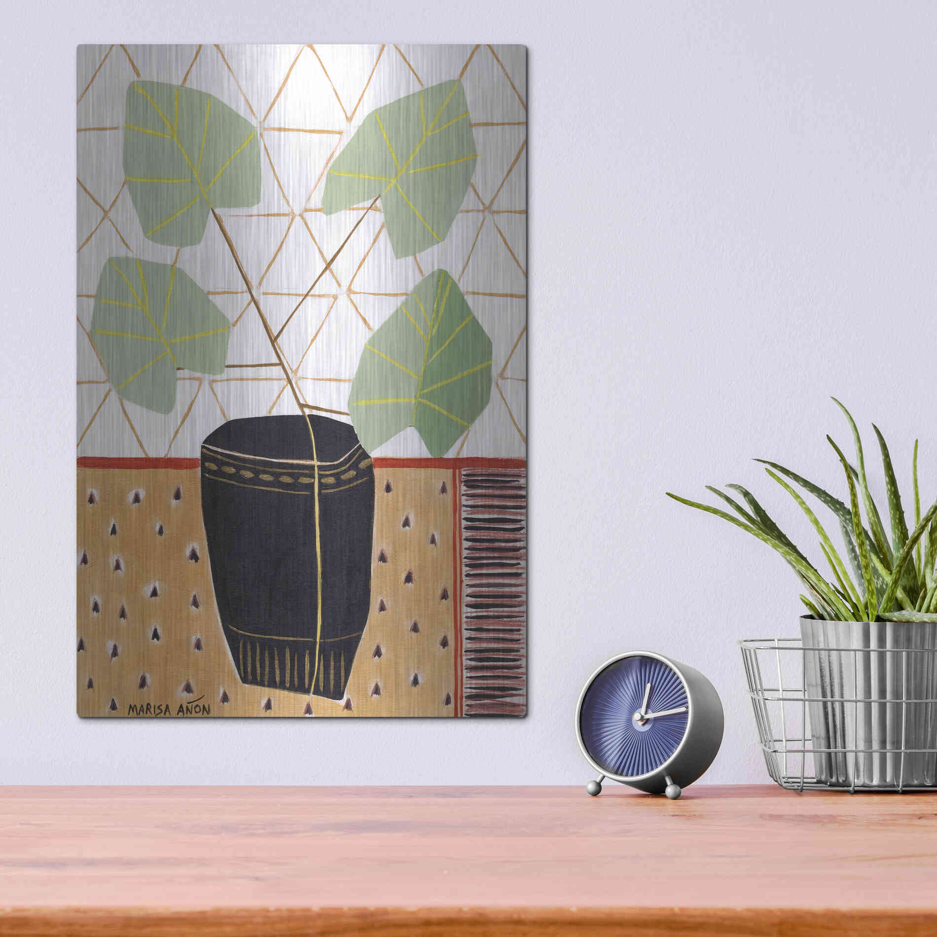 Luxe Metal Art 'Gold Tablecloth 5' by Marisa Anon, Metal Wall Art,12x16