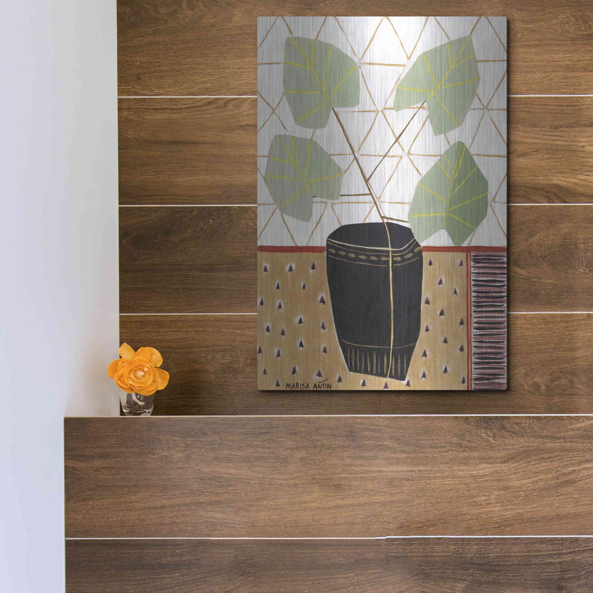 Luxe Metal Art 'Gold Tablecloth 5' by Marisa Anon, Metal Wall Art,12x16