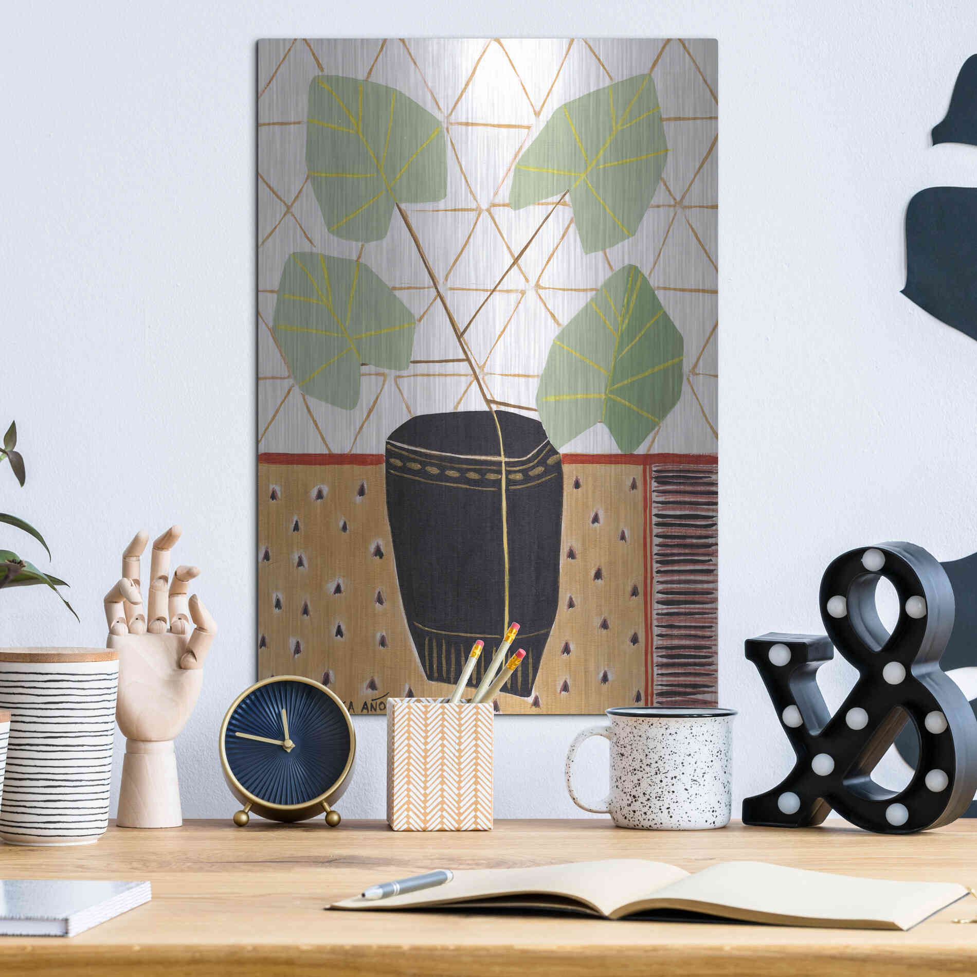 Luxe Metal Art 'Gold Tablecloth 5' by Marisa Anon, Metal Wall Art,12x16