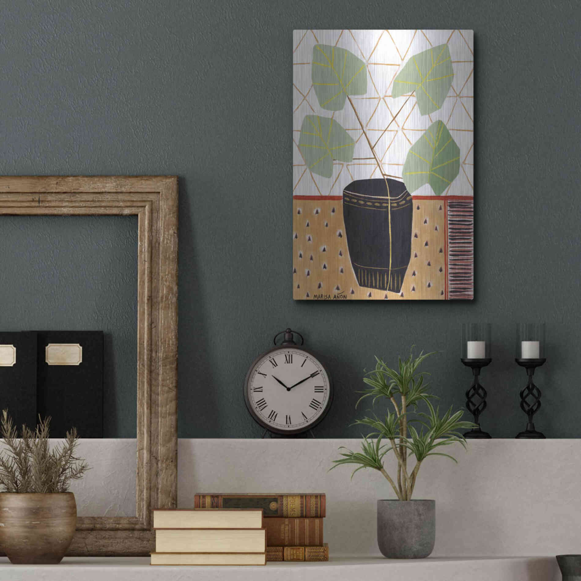 Luxe Metal Art 'Gold Tablecloth 5' by Marisa Anon, Metal Wall Art,12x16