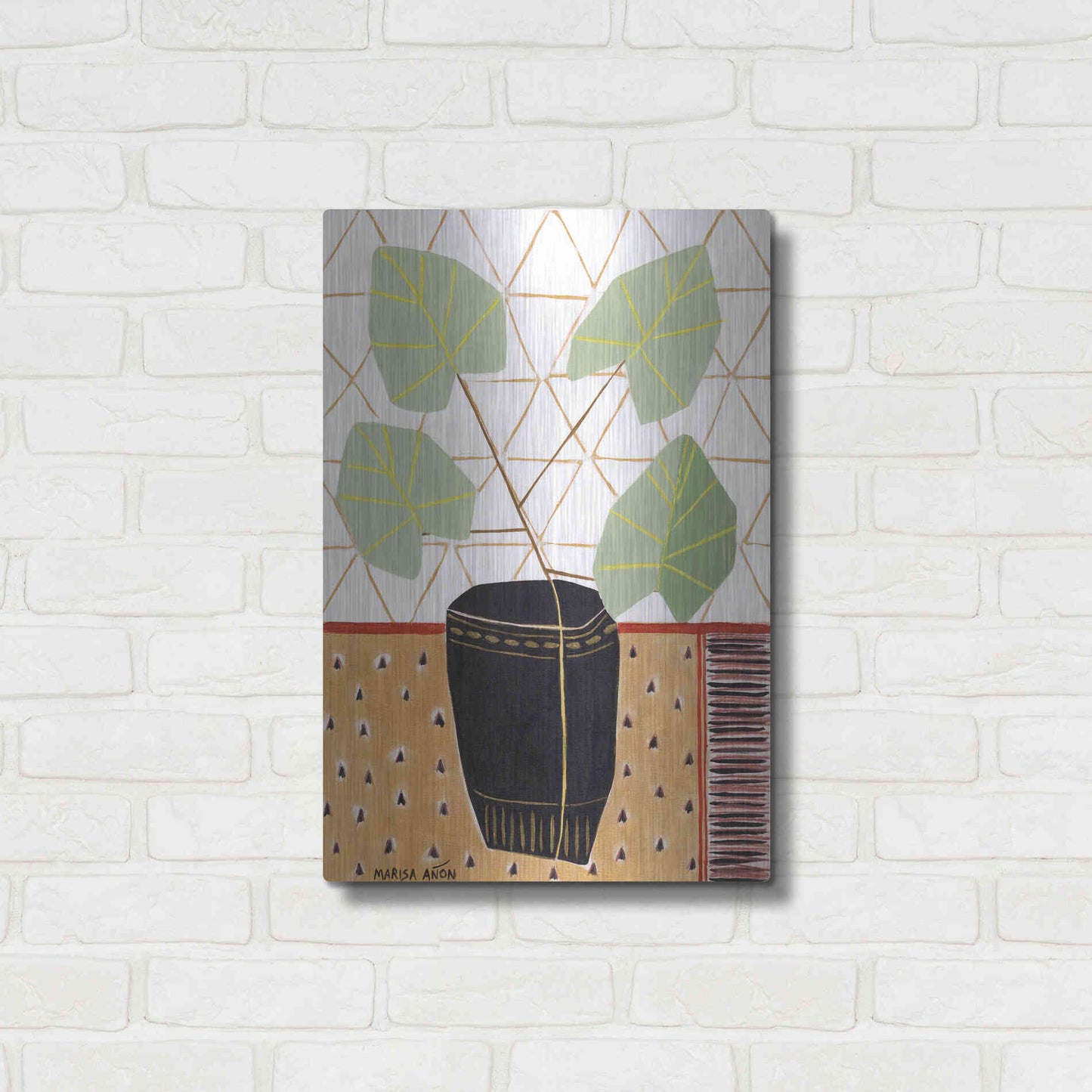 Luxe Metal Art 'Gold Tablecloth 5' by Marisa Anon, Metal Wall Art,16x24