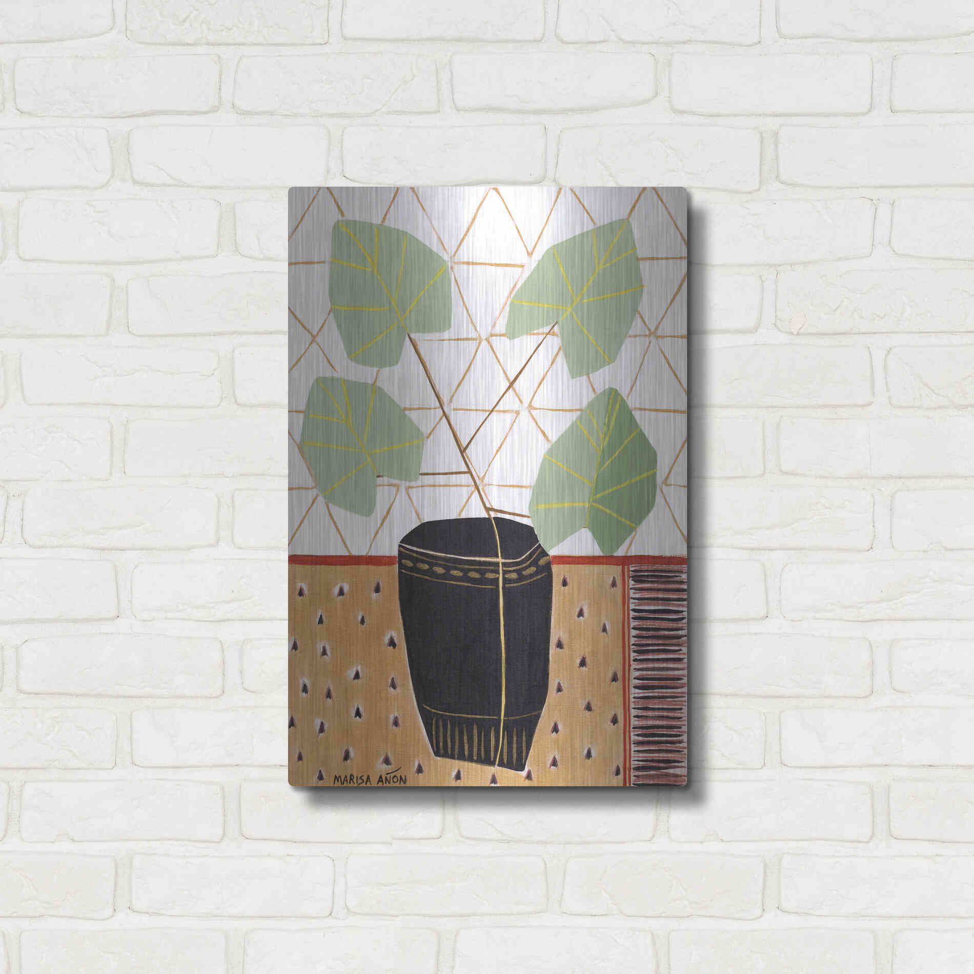 Luxe Metal Art 'Gold Tablecloth 5' by Marisa Anon, Metal Wall Art,16x24