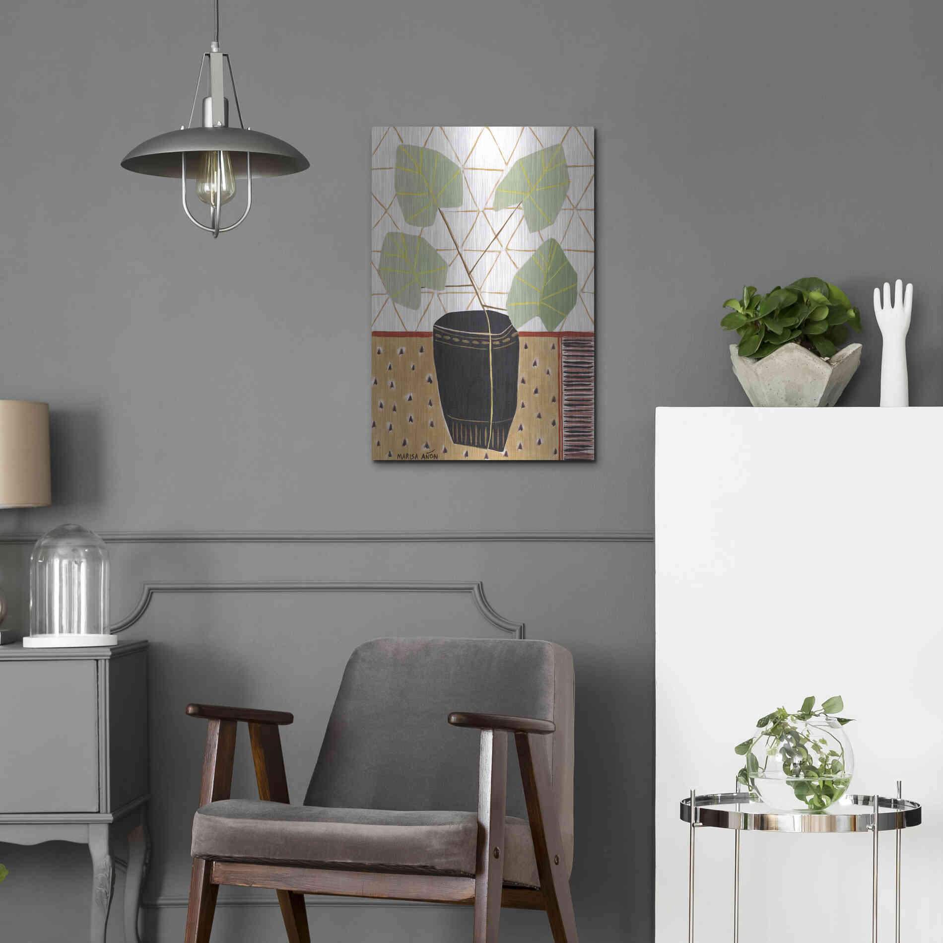 Luxe Metal Art 'Gold Tablecloth 5' by Marisa Anon, Metal Wall Art,16x24