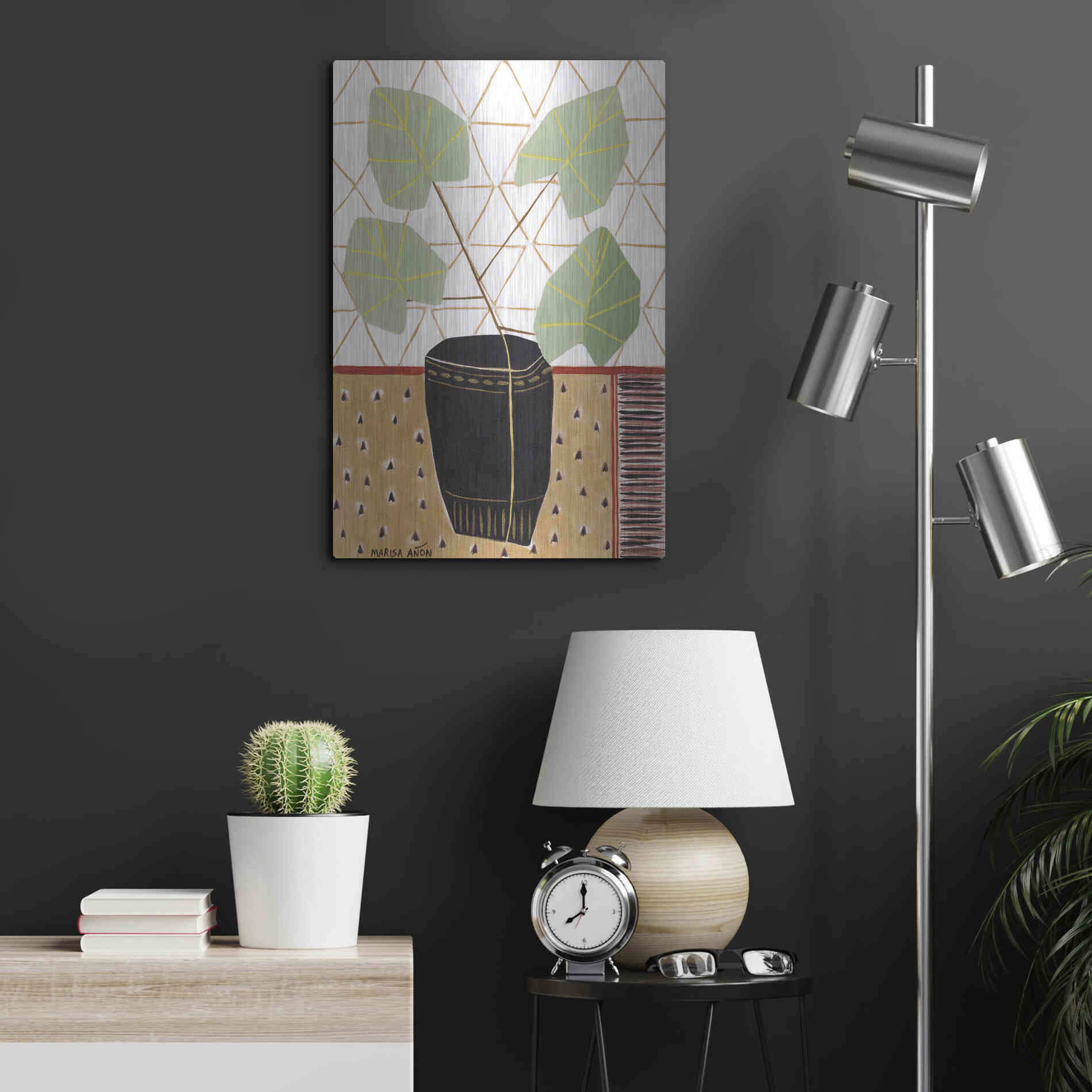 Luxe Metal Art 'Gold Tablecloth 5' by Marisa Anon, Metal Wall Art,16x24