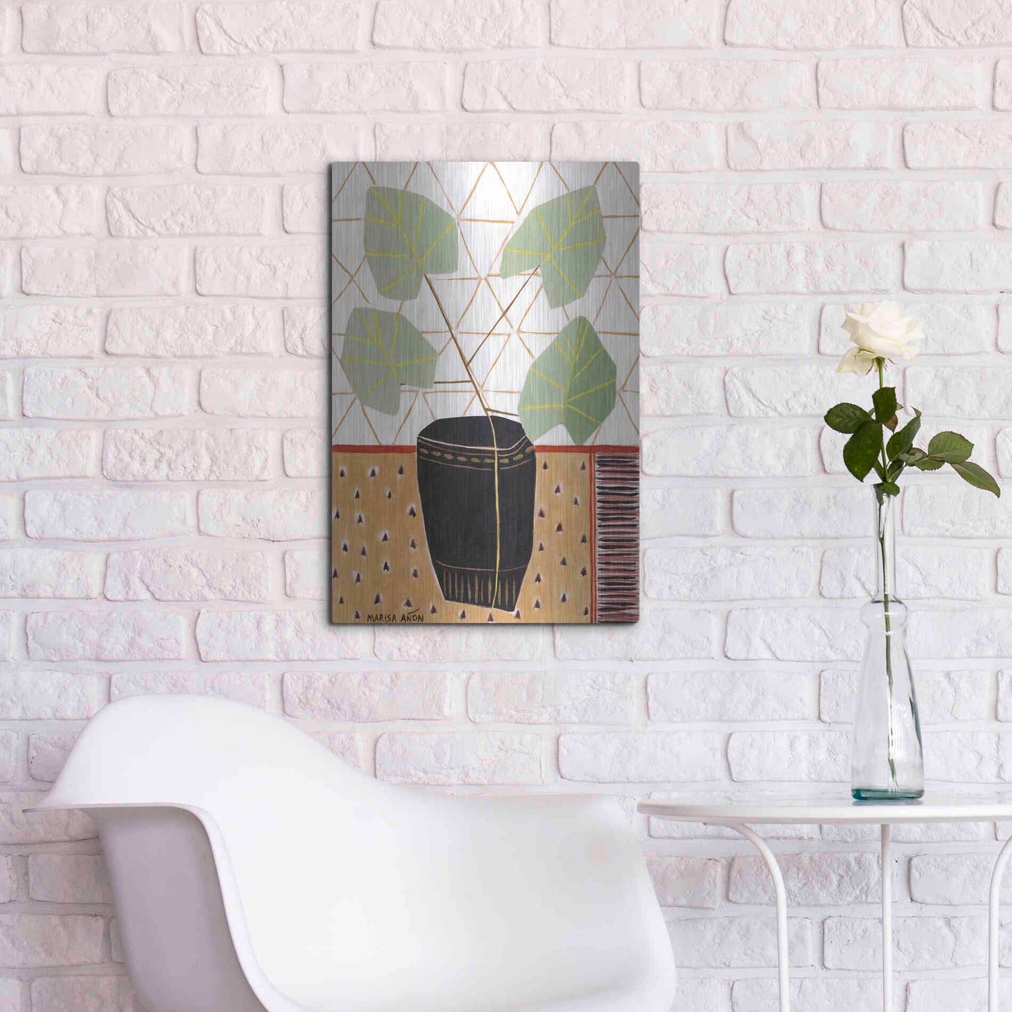 Luxe Metal Art 'Gold Tablecloth 5' by Marisa Anon, Metal Wall Art,16x24