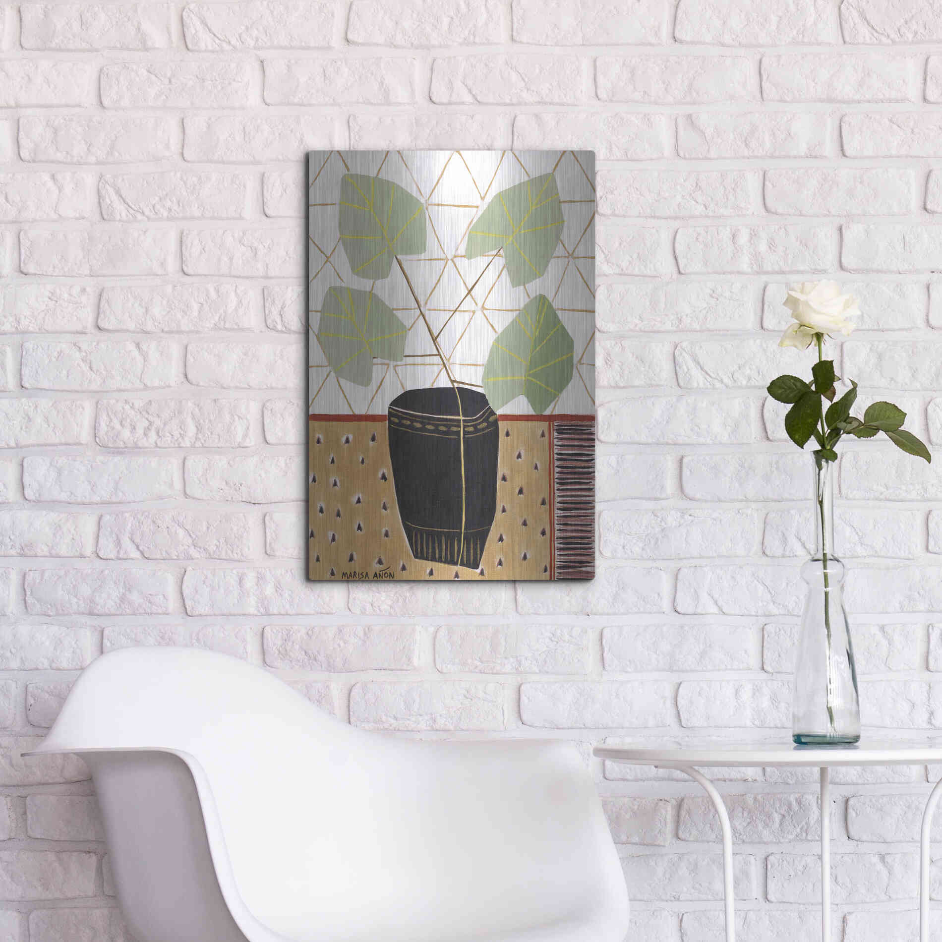 Luxe Metal Art 'Gold Tablecloth 5' by Marisa Anon, Metal Wall Art,16x24