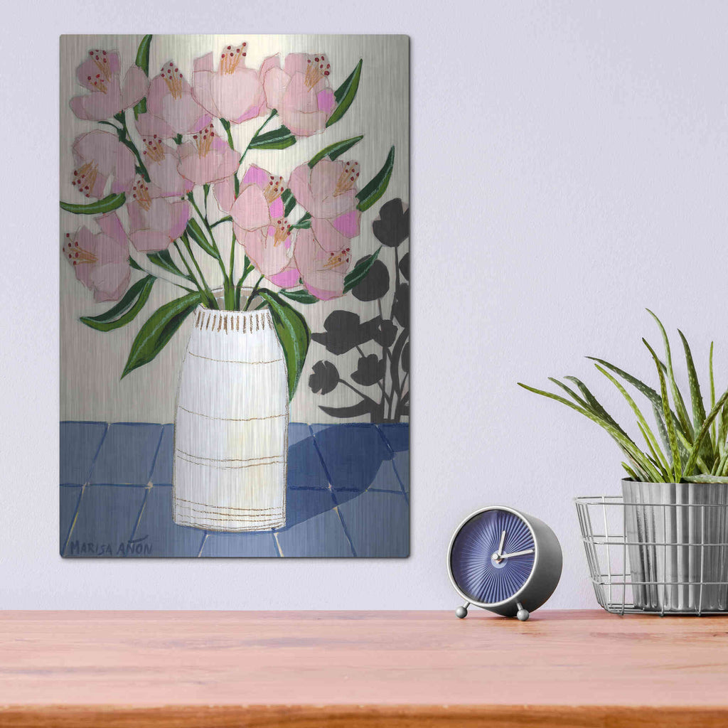 Luxe Metal Art 'Spring Florals 5' by Marisa Anon, Metal Wall Art,12x16