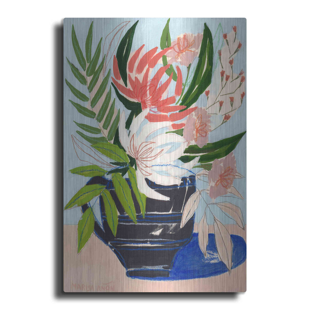 Luxe Metal Art 'Spring Florals 6' by Marisa Anon, Metal Wall Art