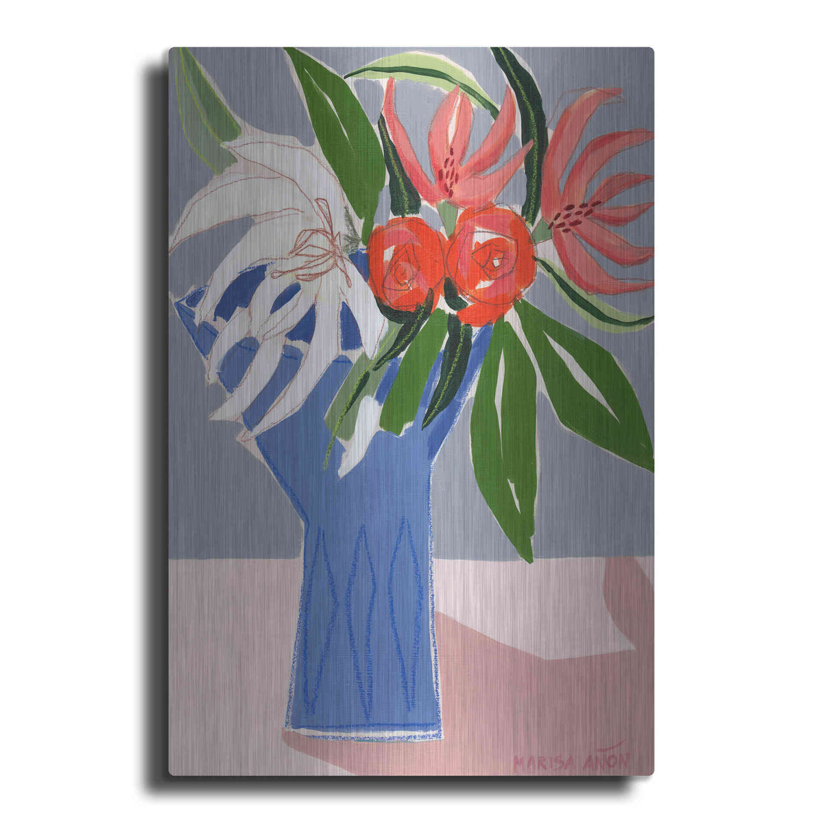 Luxe Metal Art 'Spring Florals 10' by Marisa Anon, Metal Wall Art