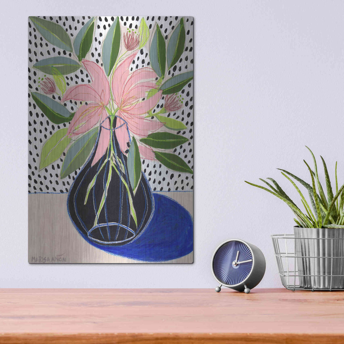 Luxe Metal Art 'Spring Florals 7' by Marisa Anon, Metal Wall Art,12x16