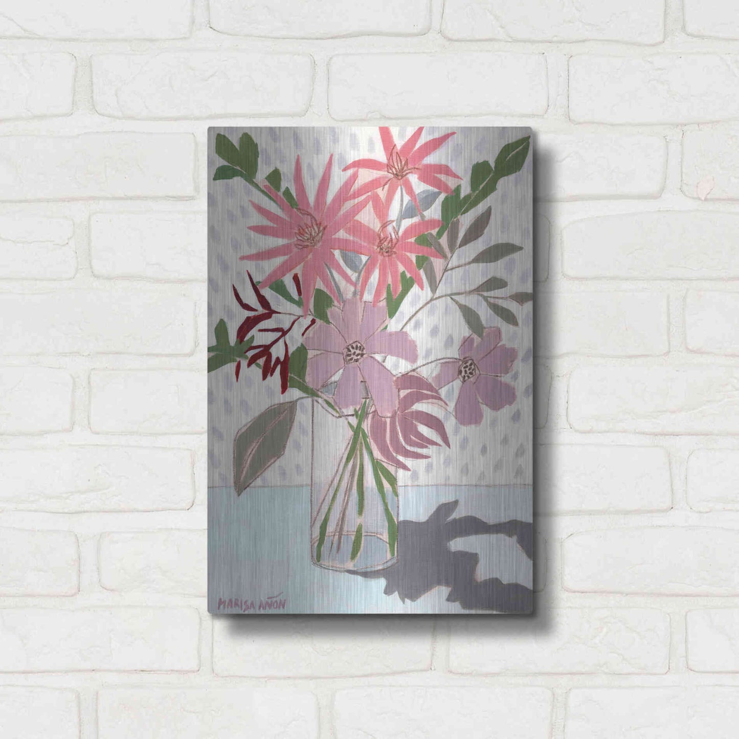 Luxe Metal Art 'Summer Flowers' by Marisa Anon, Metal Wall Art,12x16