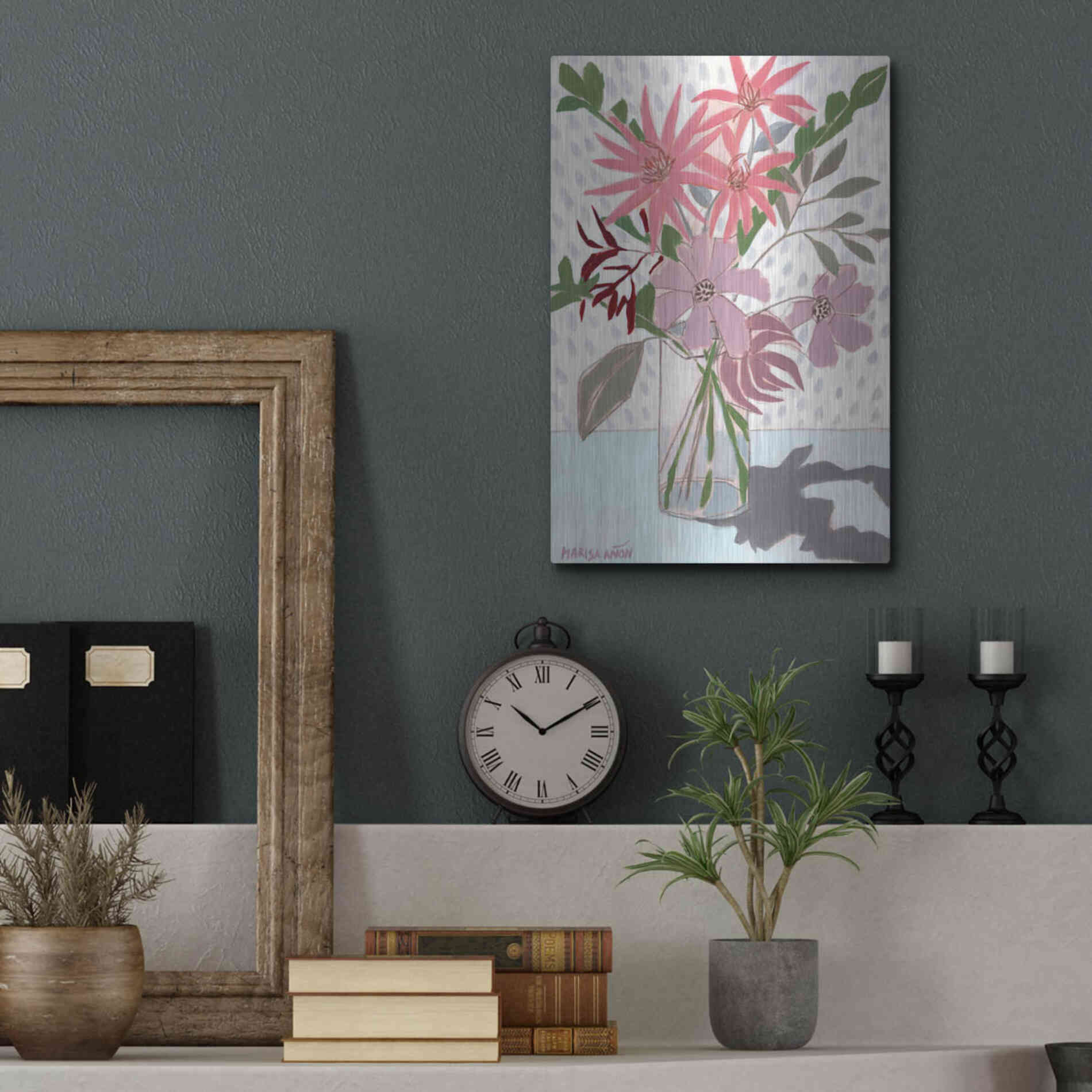 Luxe Metal Art 'Summer Flowers' by Marisa Anon, Metal Wall Art,12x16