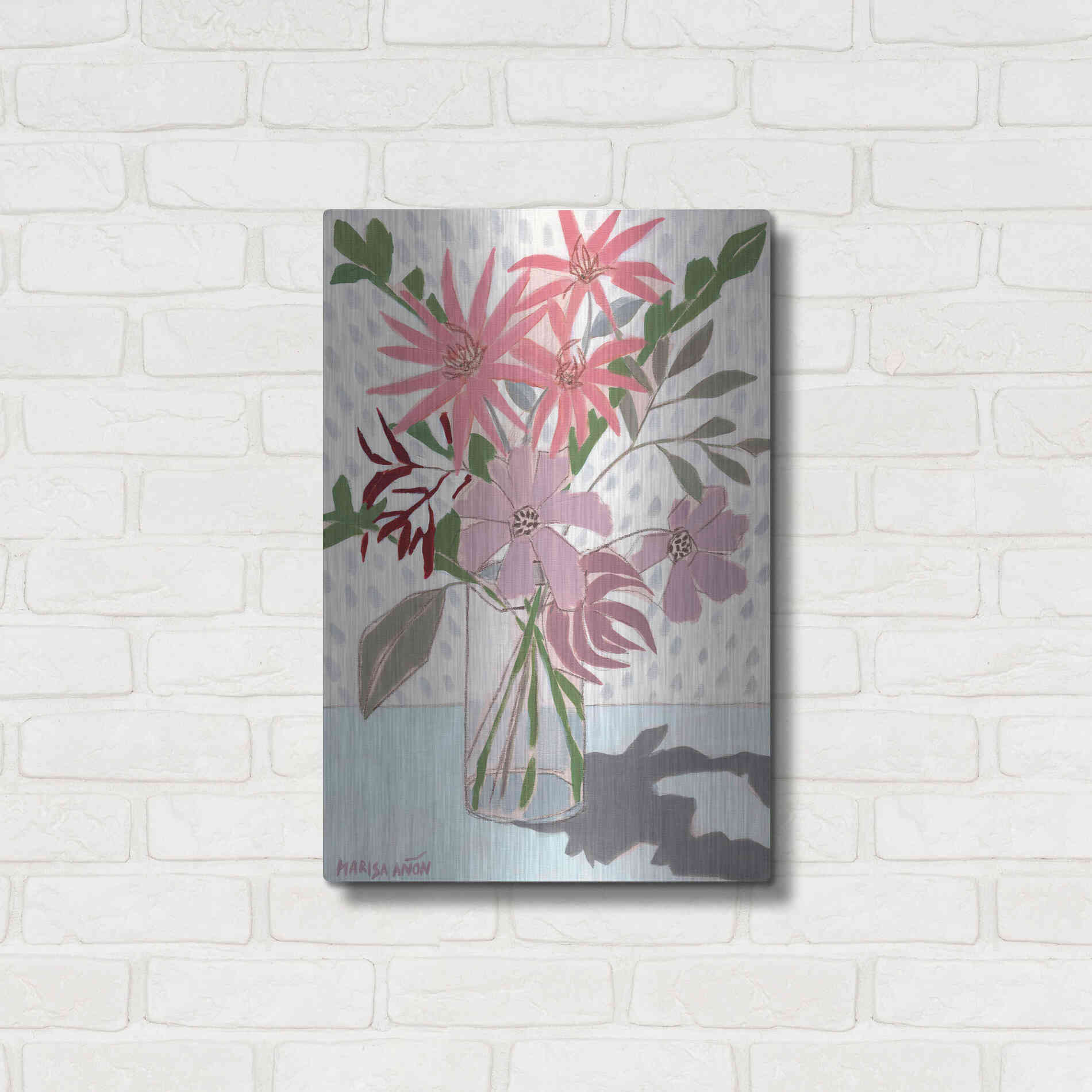 Luxe Metal Art 'Summer Flowers' by Marisa Anon, Metal Wall Art,16x24