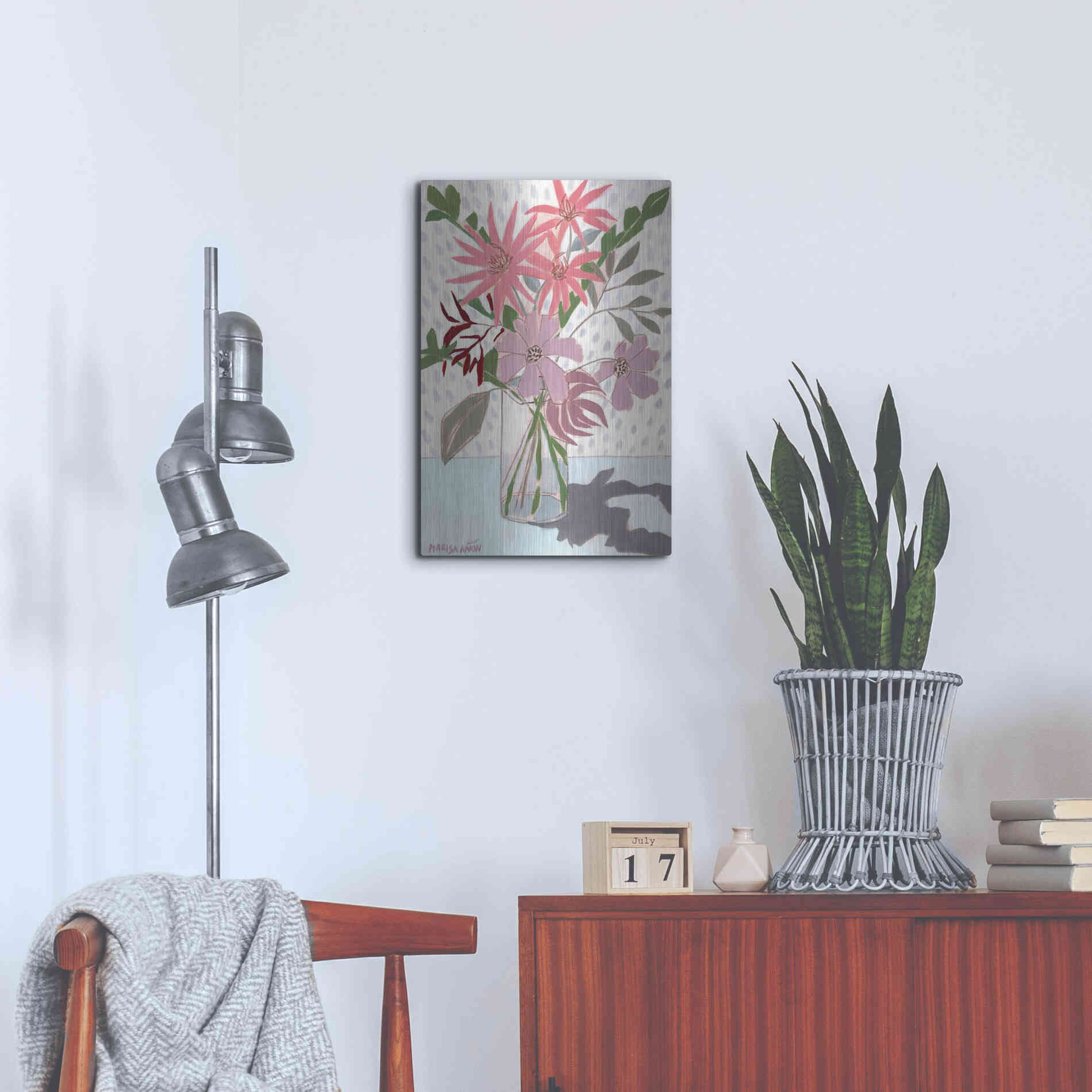 Luxe Metal Art 'Summer Flowers' by Marisa Anon, Metal Wall Art,16x24