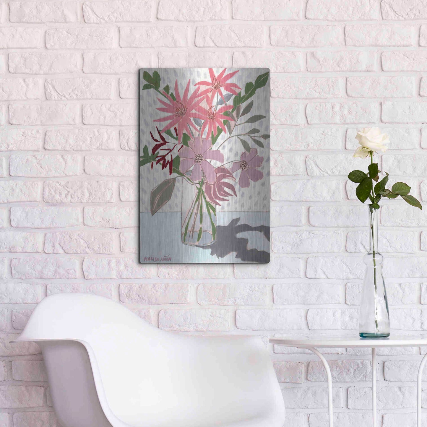 Luxe Metal Art 'Summer Flowers' by Marisa Anon, Metal Wall Art,16x24