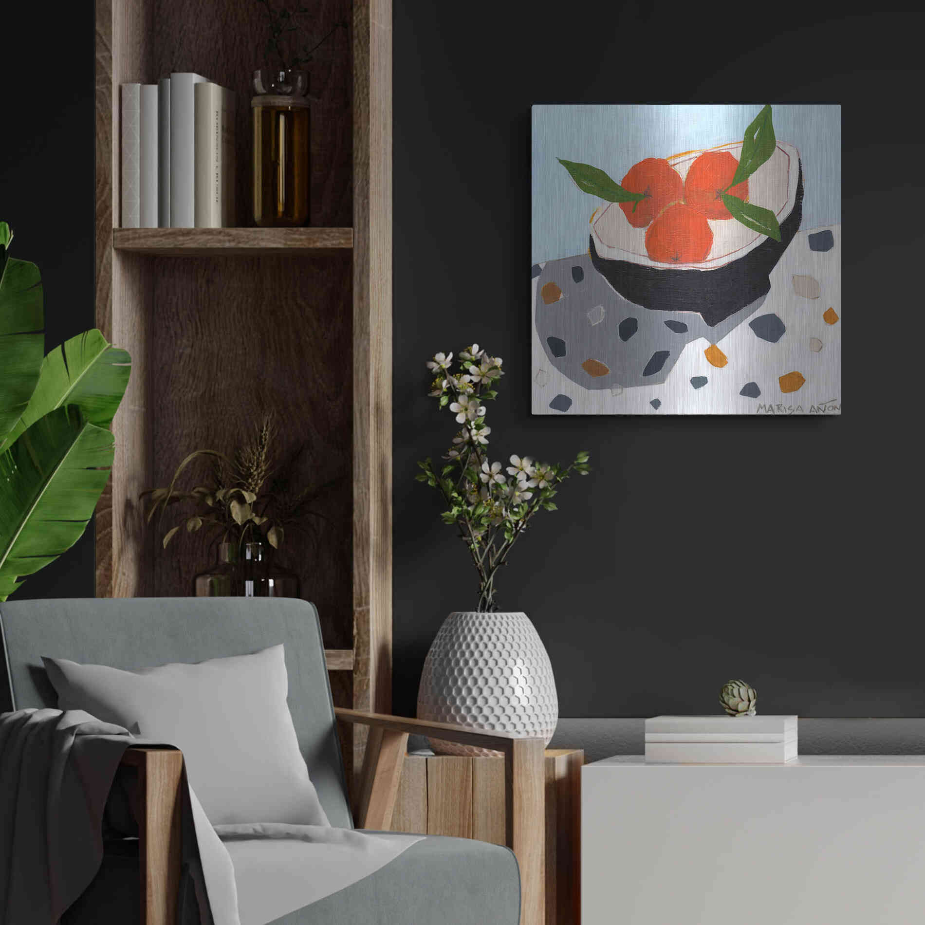 Luxe Metal Art 'Valencia Late' by Marisa Anon, Metal Wall Art,24x24