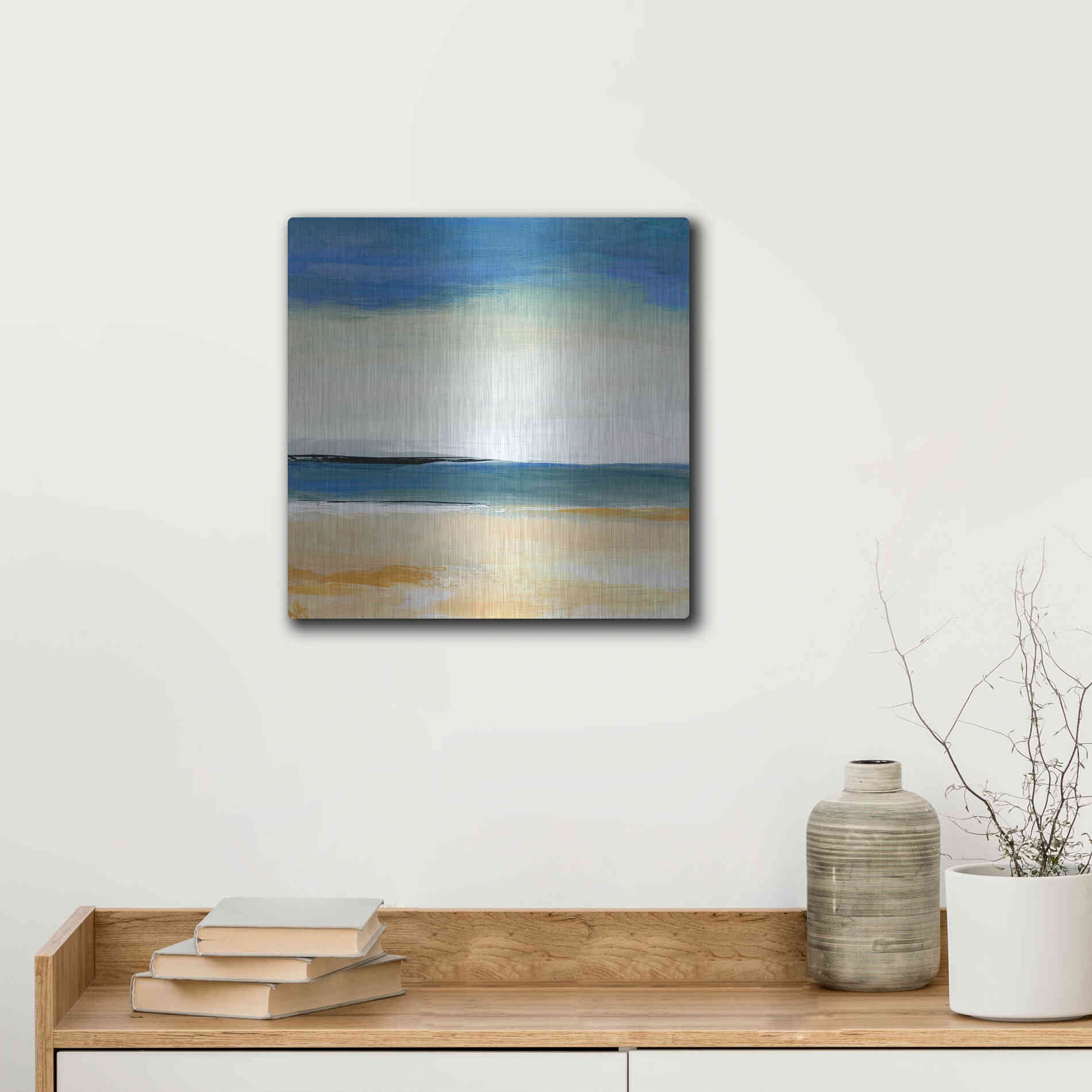Luxe Metal Art 'Seascape 2' by Niki Arden, Metal Wall Art,12x12