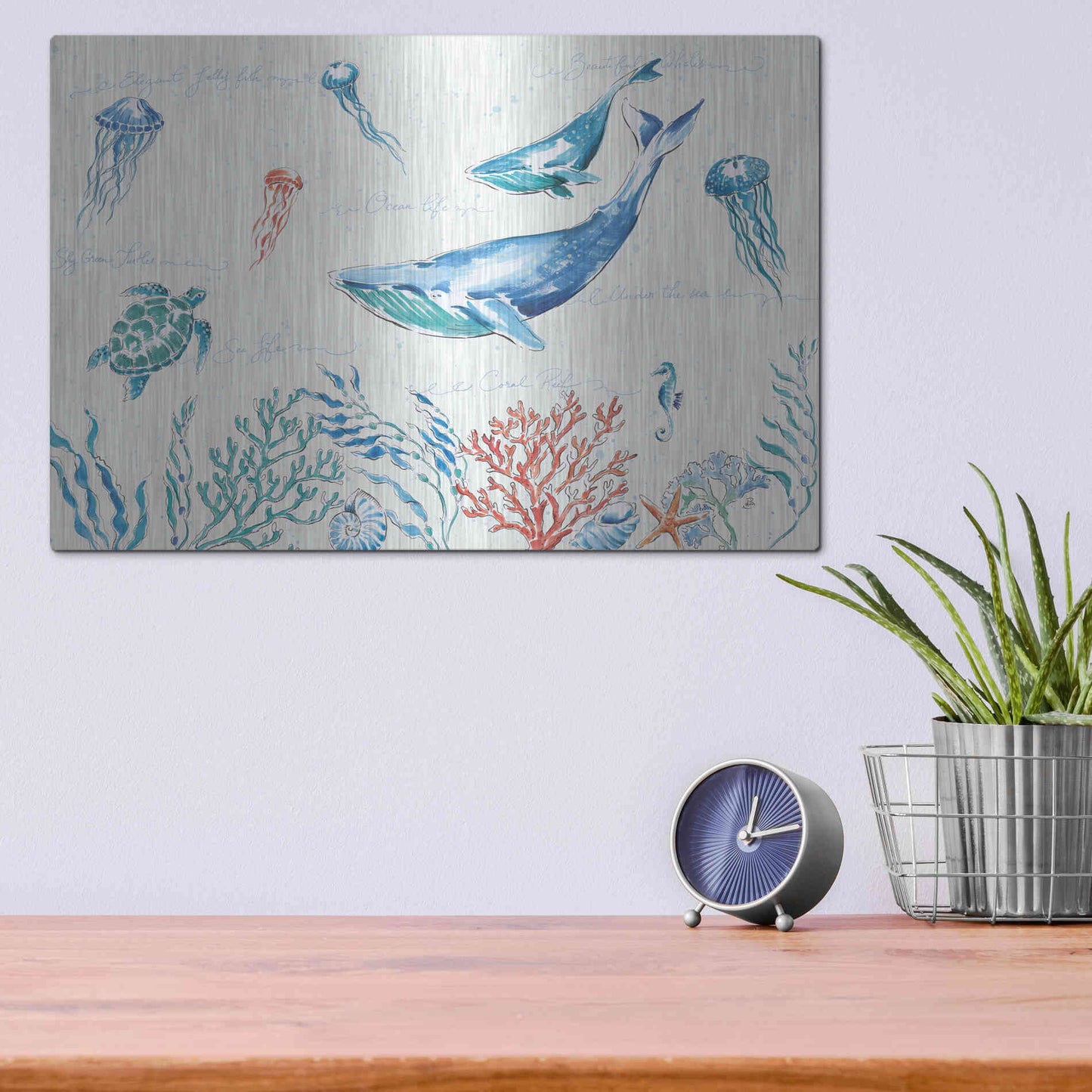 Luxe Metal Art 'Maritime I' by Daphne Brissonet, Metal Wall Art,16x12