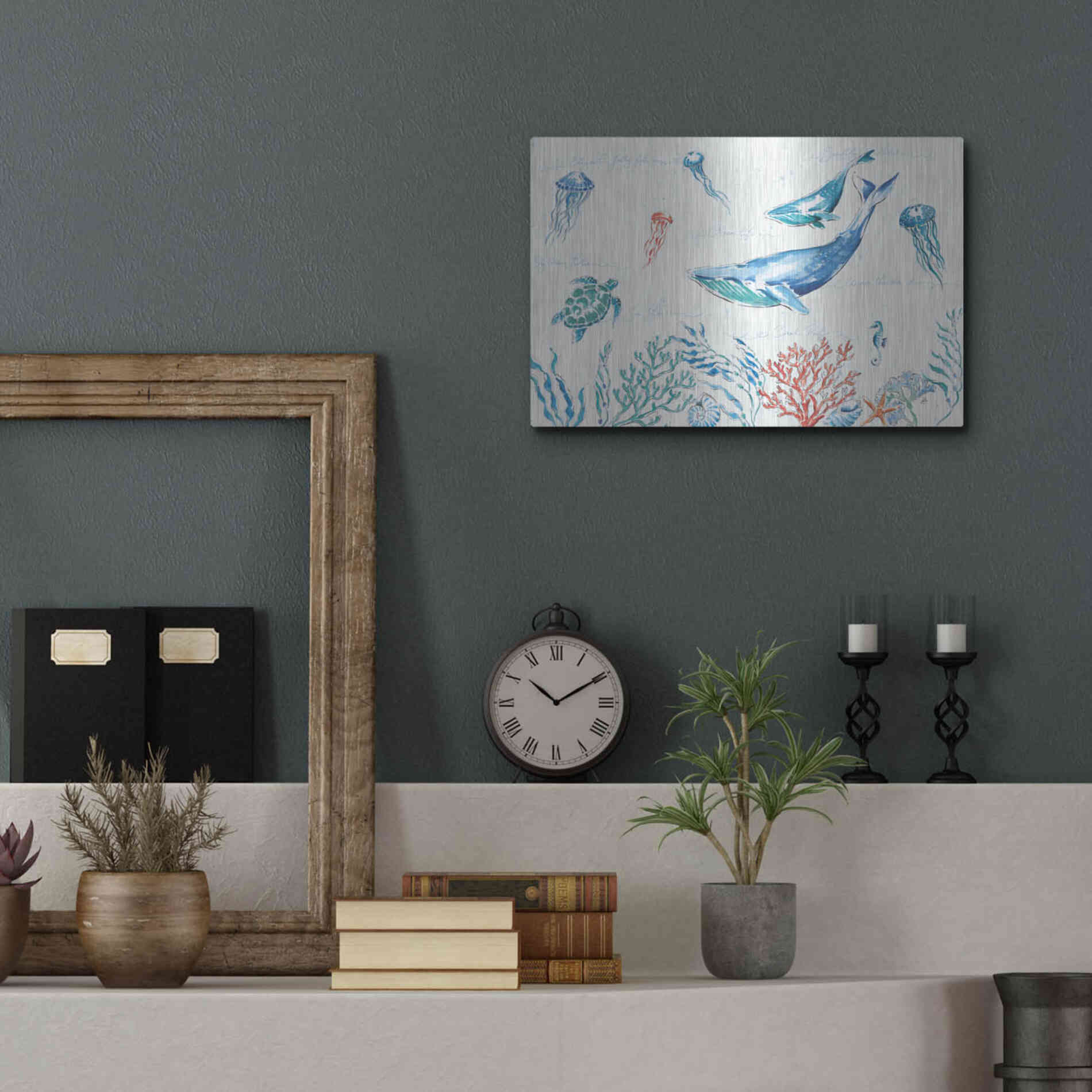 Luxe Metal Art 'Maritime I' by Daphne Brissonet, Metal Wall Art,16x12