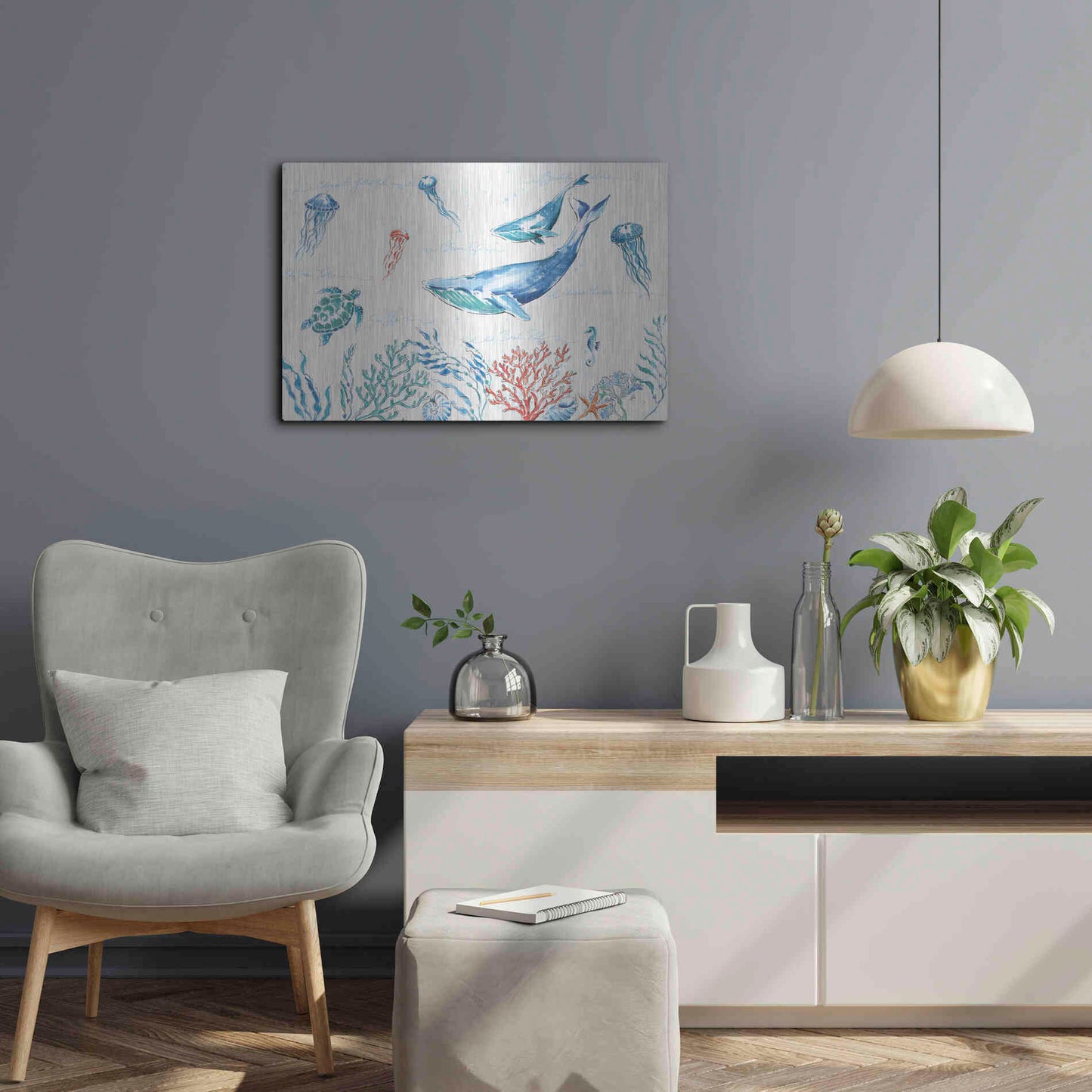 Luxe Metal Art 'Maritime I' by Daphne Brissonet, Metal Wall Art,24x16