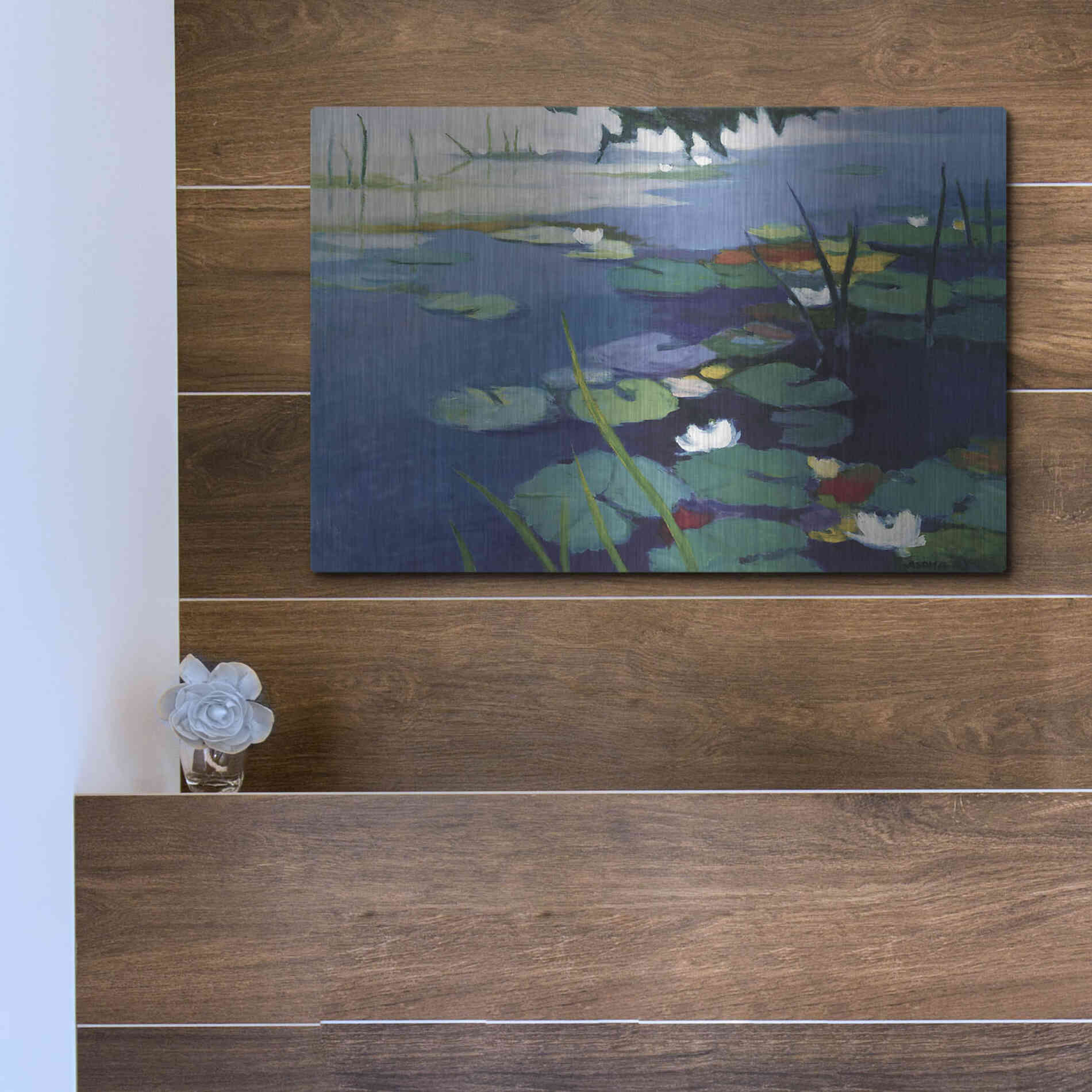 Luxe Metal Art 'Water Lilies' by Tadashi Asoma, Metal Wall Art,16x12