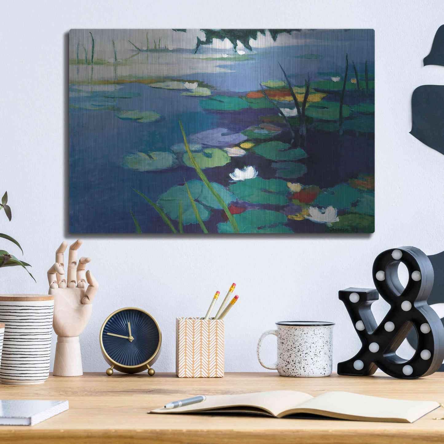 Luxe Metal Art 'Water Lilies' by Tadashi Asoma, Metal Wall Art,16x12