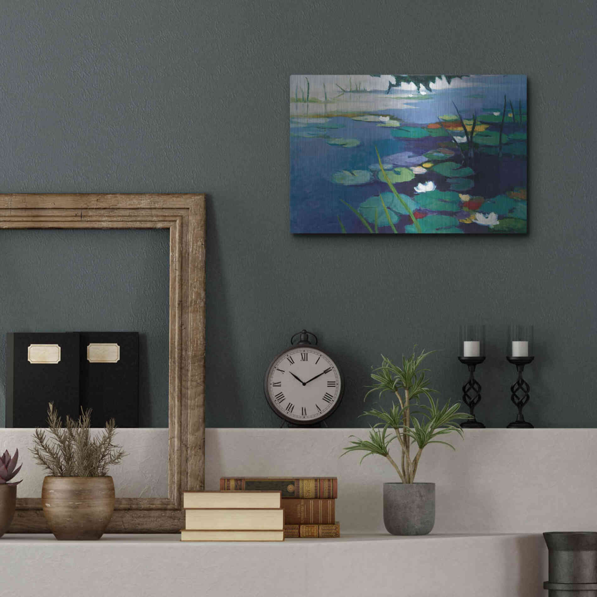 Luxe Metal Art 'Water Lilies' by Tadashi Asoma, Metal Wall Art,16x12