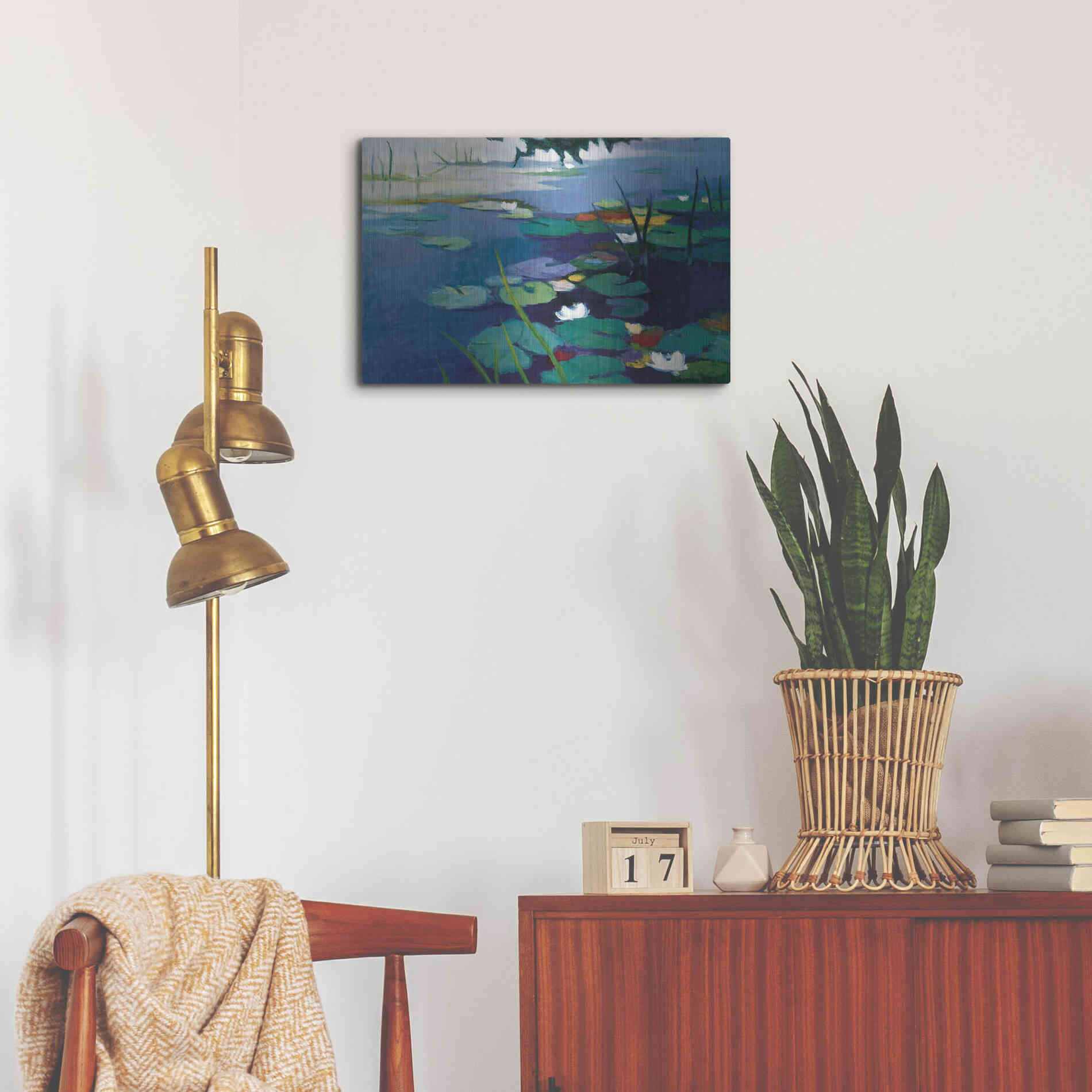 Luxe Metal Art 'Water Lilies' by Tadashi Asoma, Metal Wall Art,24x16