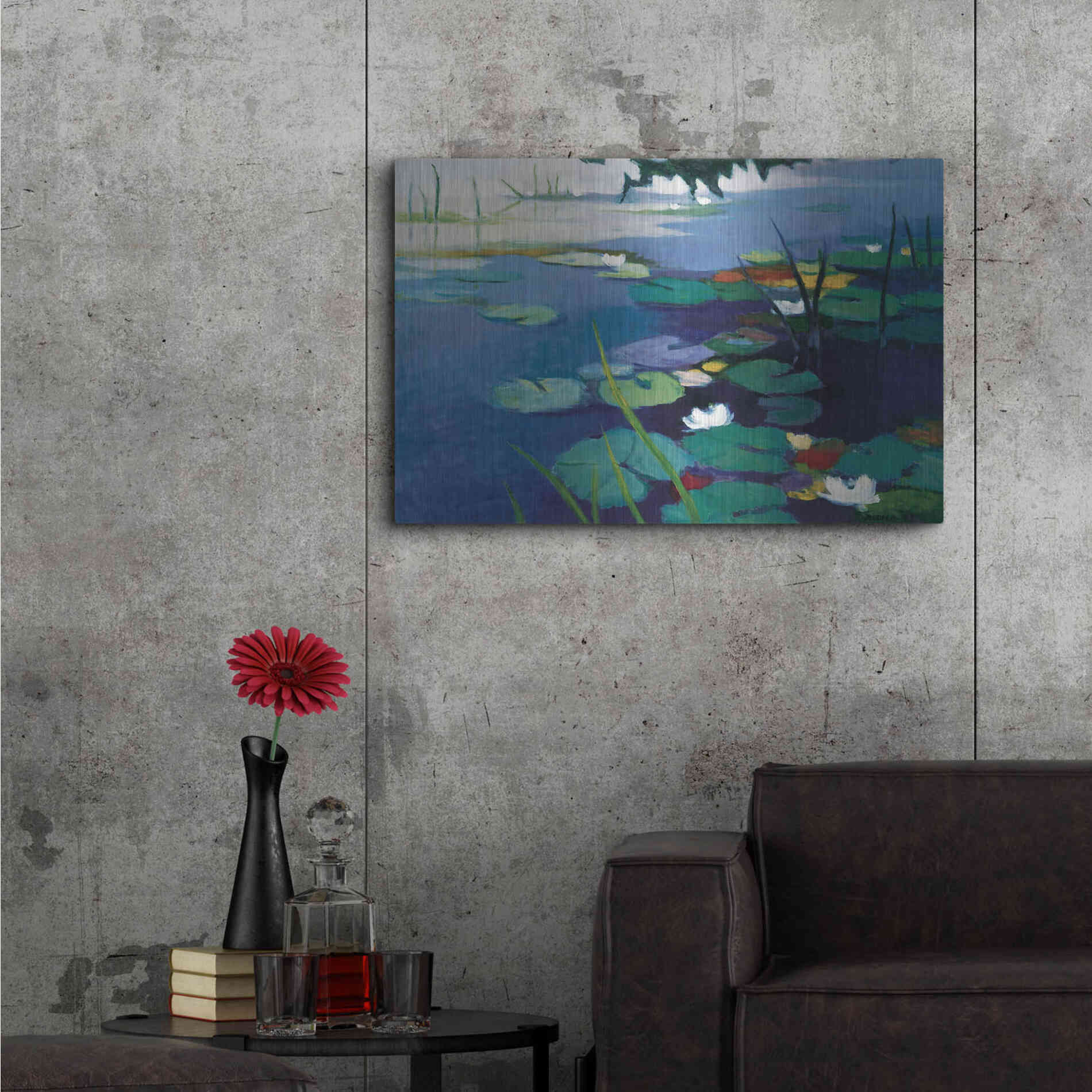 Luxe Metal Art 'Water Lilies' by Tadashi Asoma, Metal Wall Art,36x24