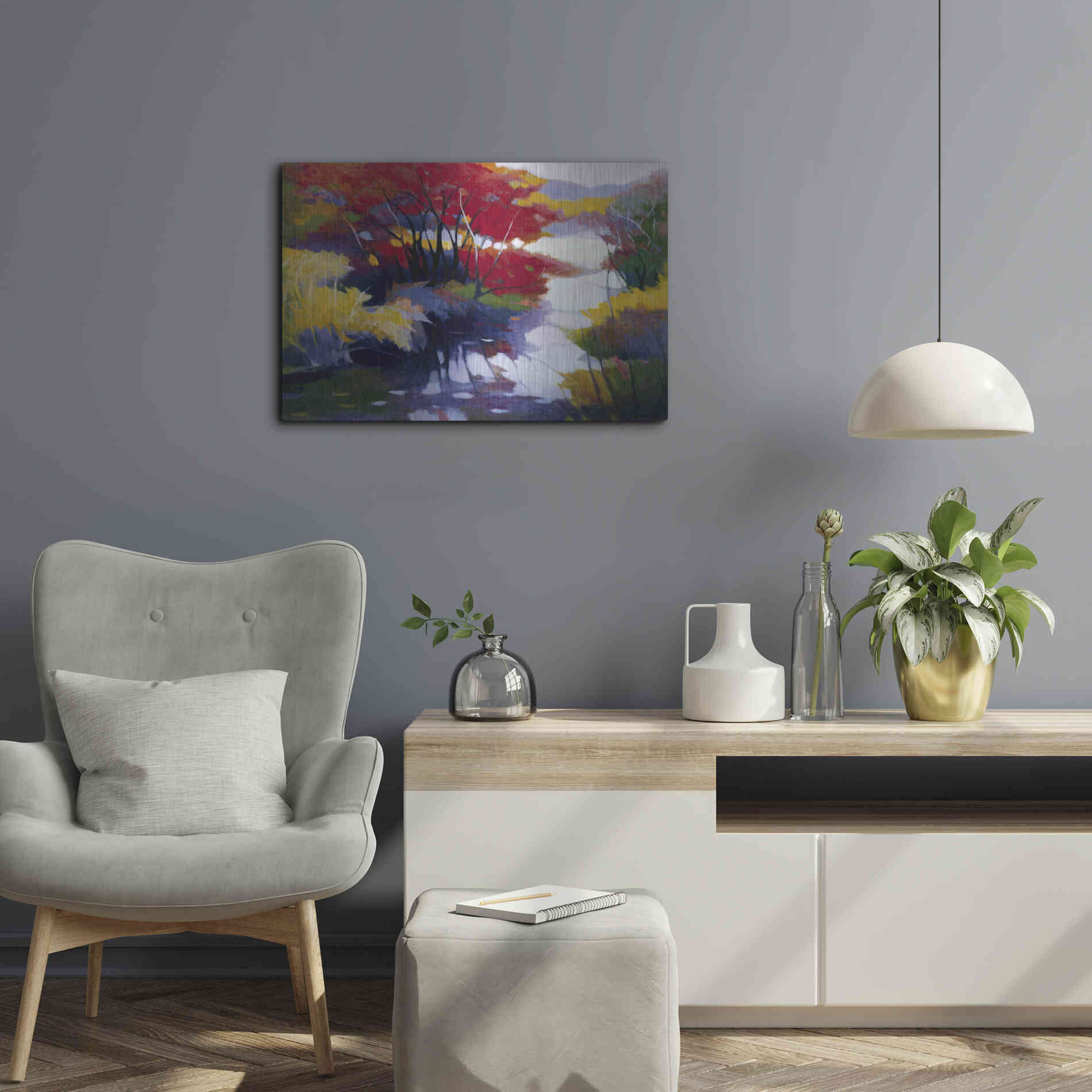 Luxe Metal Art 'Indian Summer' by Tadashi Asoma, Metal Wall Art,24x16