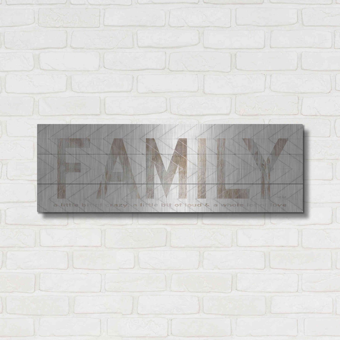 Luxe Metal Art 'Family Chevron' by Cindy Jacobs, Metal Wall Art,36x12