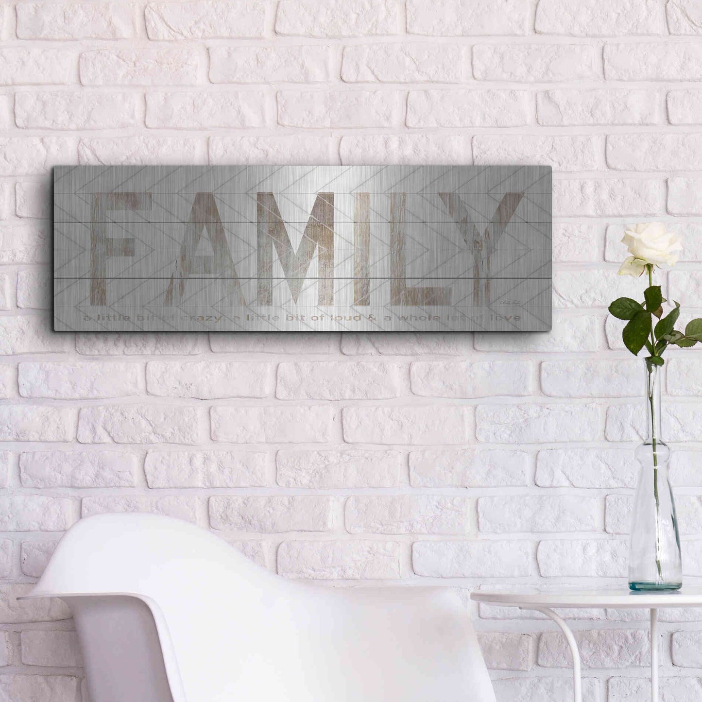 Luxe Metal Art 'Family Chevron' by Cindy Jacobs, Metal Wall Art,36x12