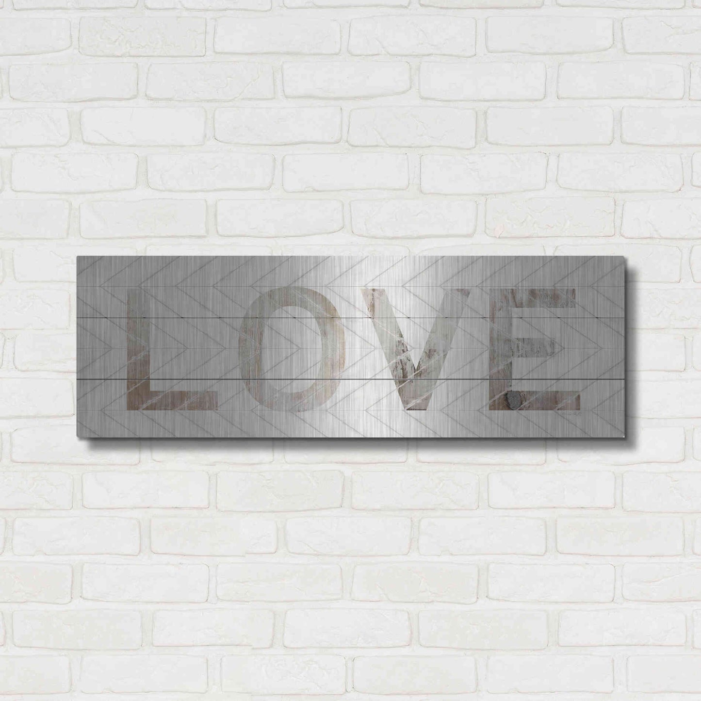 Luxe Metal Art 'Love Chevron' by Cindy Jacobs, Metal Wall Art,36x12
