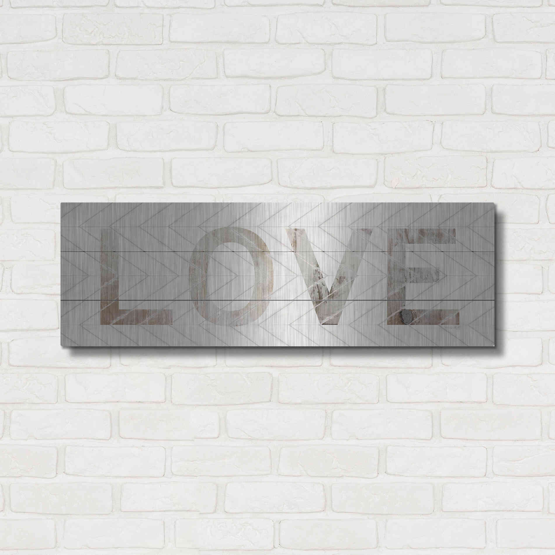 Luxe Metal Art 'Love Chevron' by Cindy Jacobs, Metal Wall Art,36x12