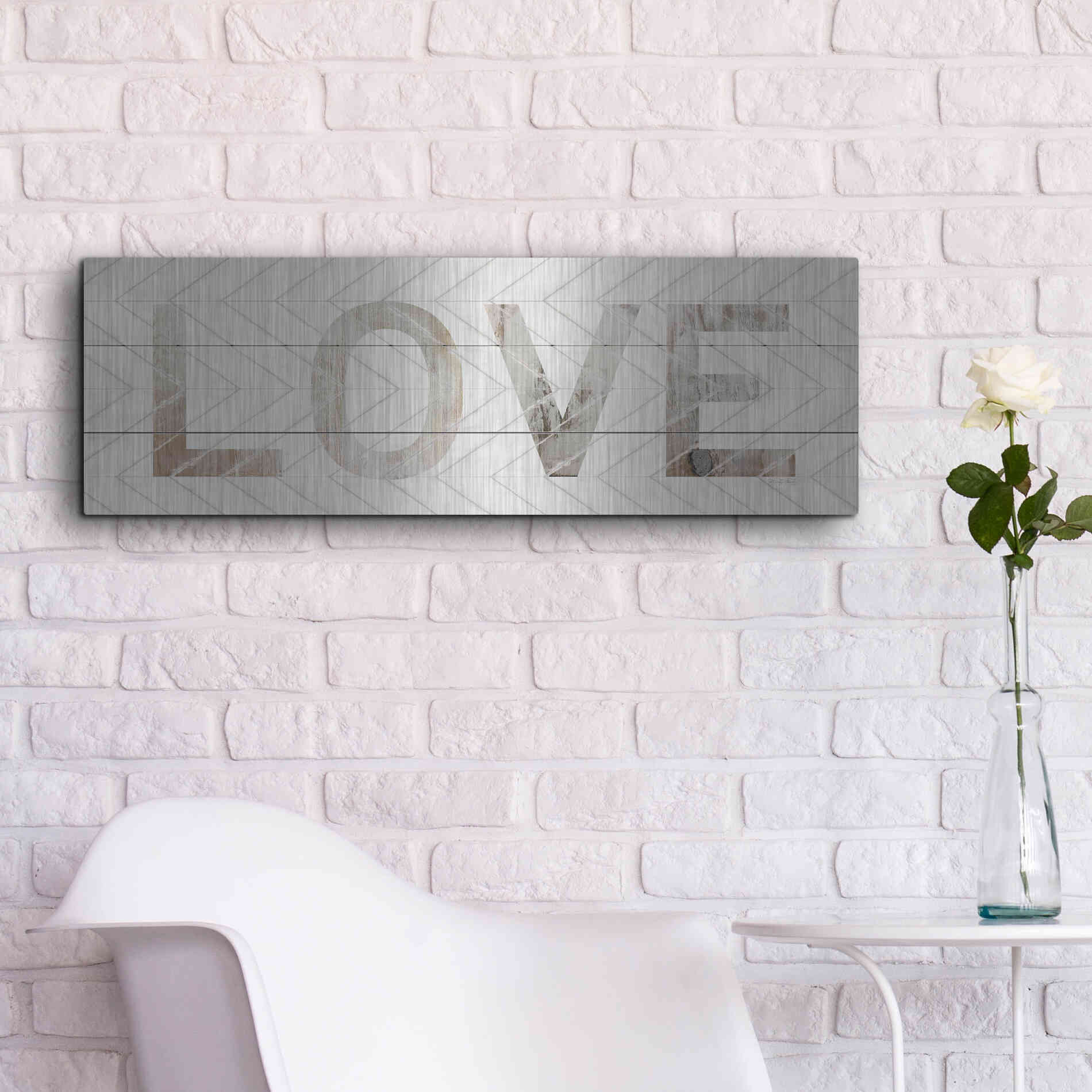 Luxe Metal Art 'Love Chevron' by Cindy Jacobs, Metal Wall Art,36x12