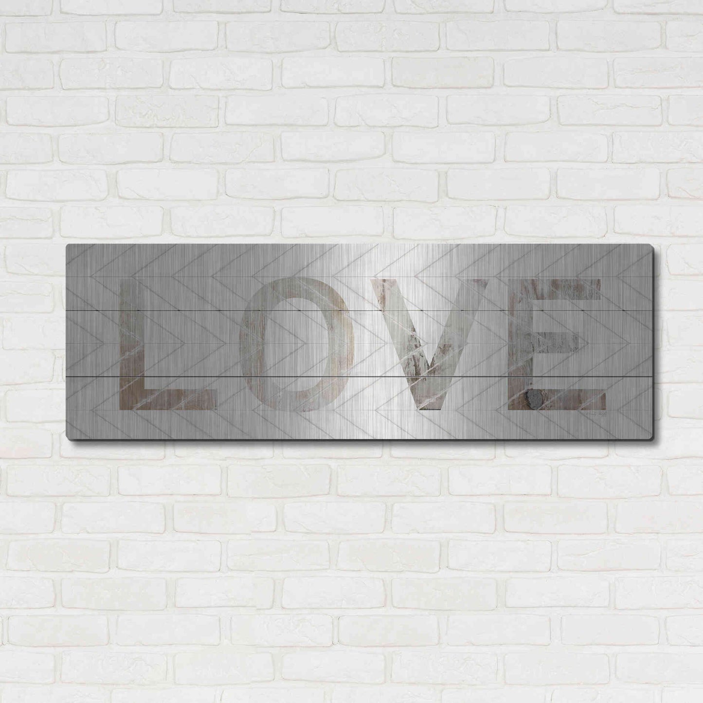 Luxe Metal Art 'Love Chevron' by Cindy Jacobs, Metal Wall Art,48x16
