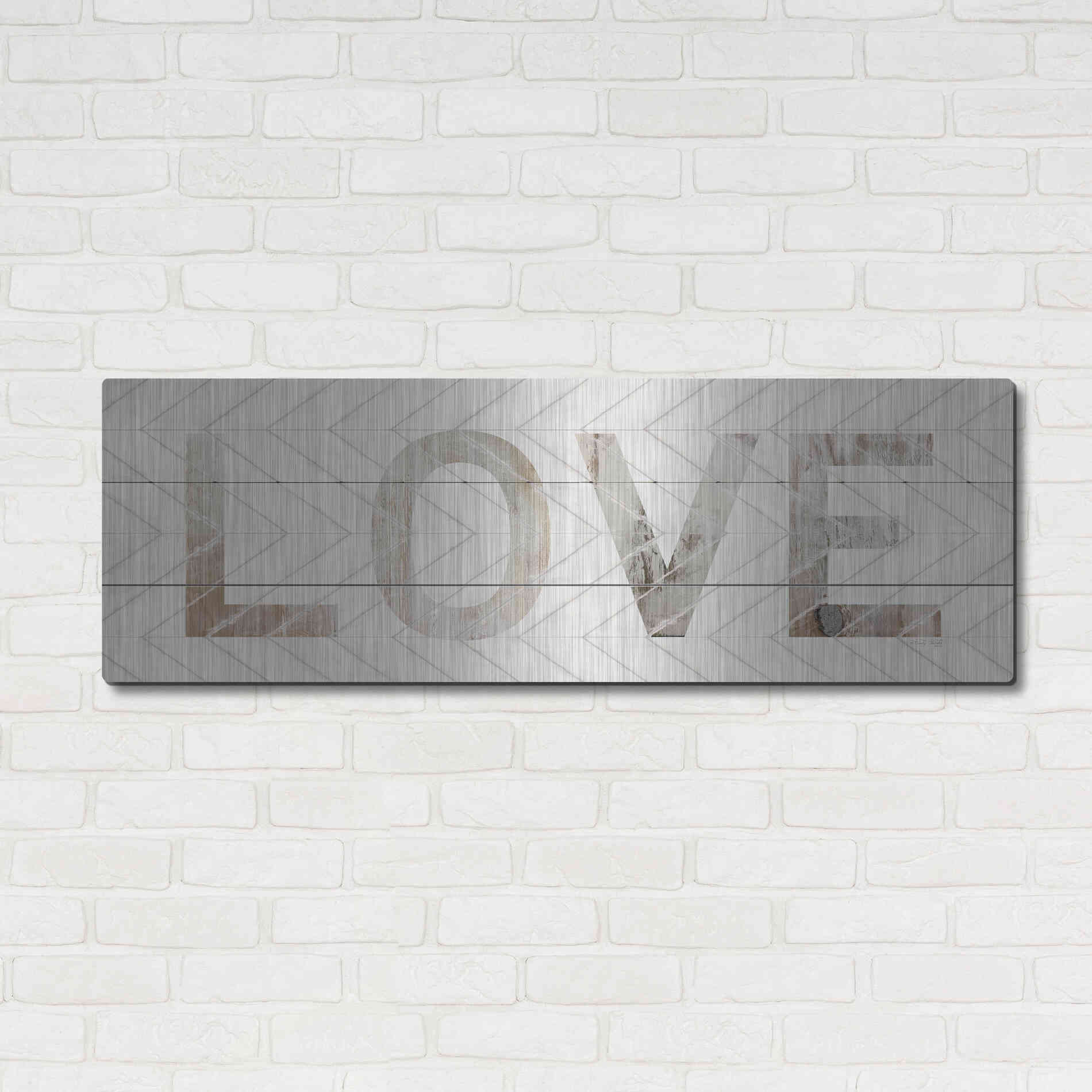 Luxe Metal Art 'Love Chevron' by Cindy Jacobs, Metal Wall Art,48x16