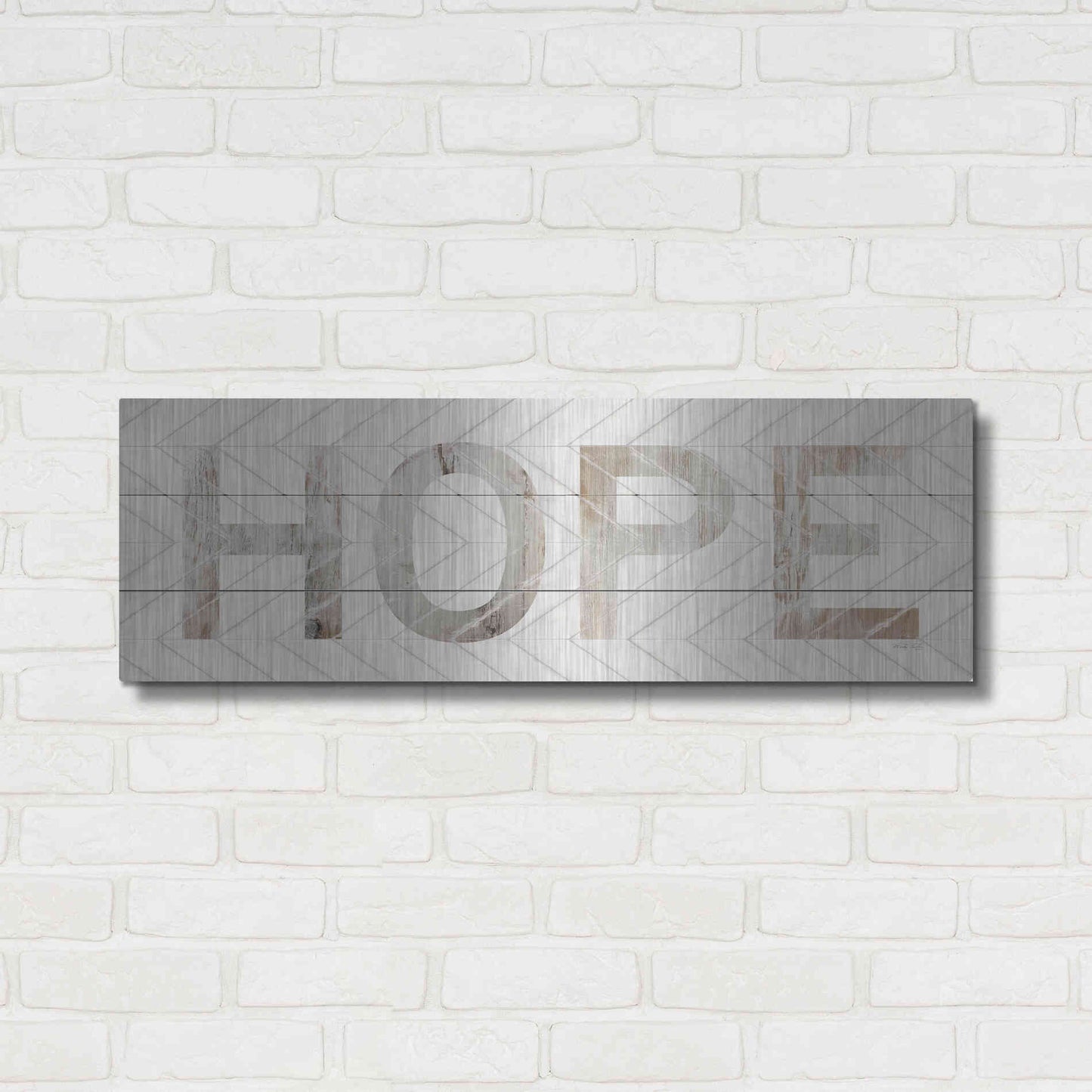 Luxe Metal Art 'Hope Chevron' by Cindy Jacobs, Metal Wall Art,36x12